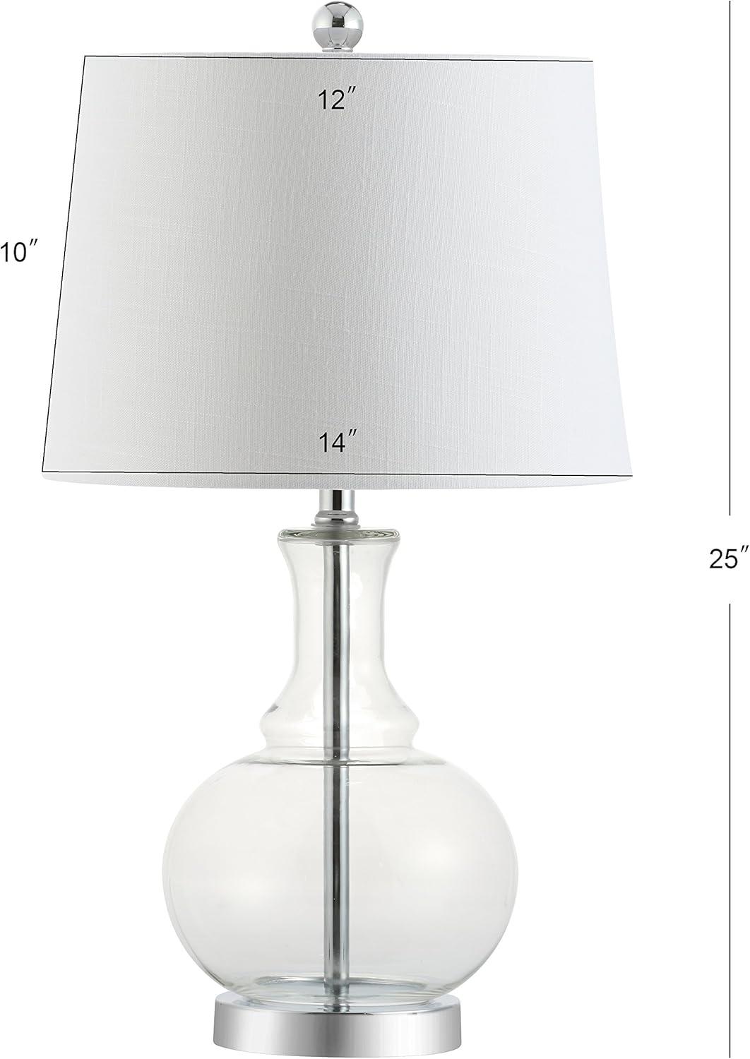 JONATHAN Y Lavelle 25" Glass LED Table Lamp, Mercury Silver/Brass Gold (Set of 2)