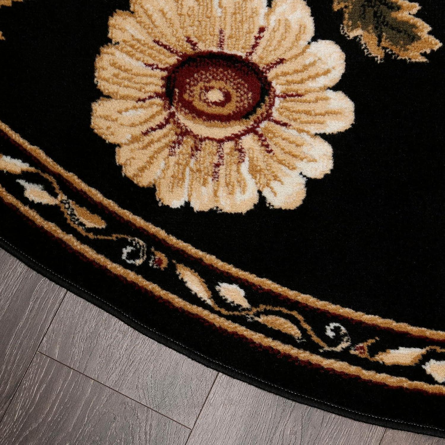 Home Dynamix Optimum Amell Traditional Floral Area Rug, Black/Green, 7'10" Round