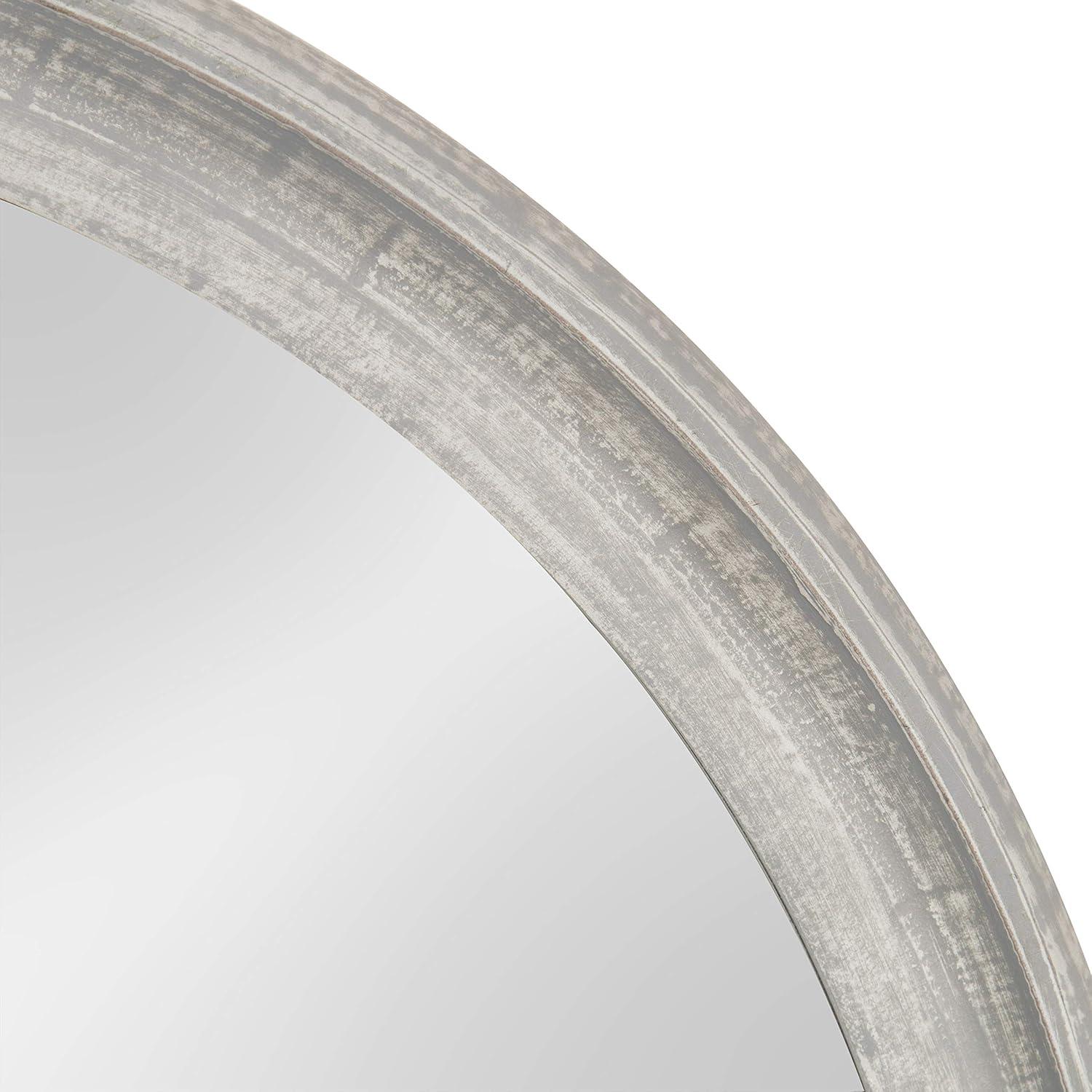 28" x 28" Mansell Circular Shaped Hanging Wood Wall Mirror Gray - Kate and Laurel