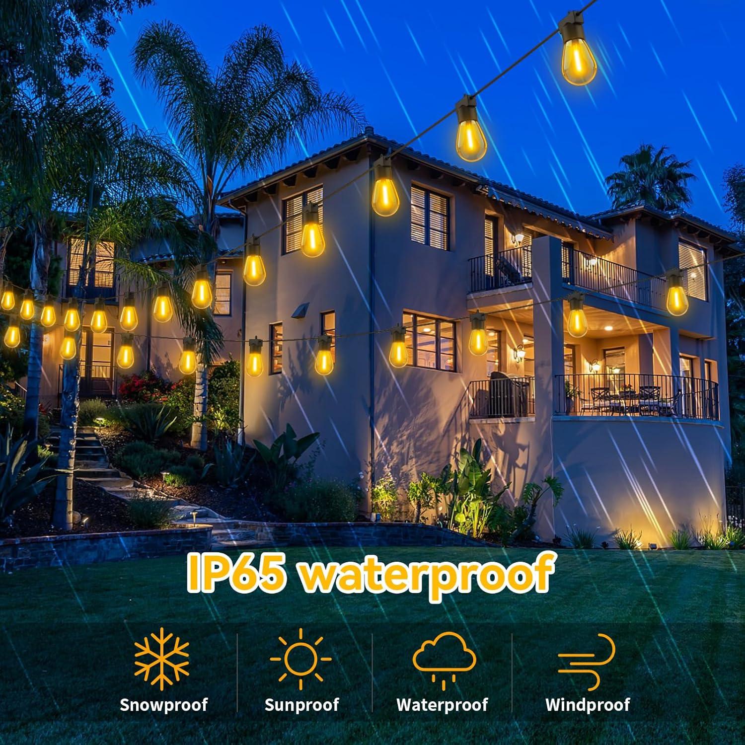 96FT Yellow LED Outdoor Globe String Lights