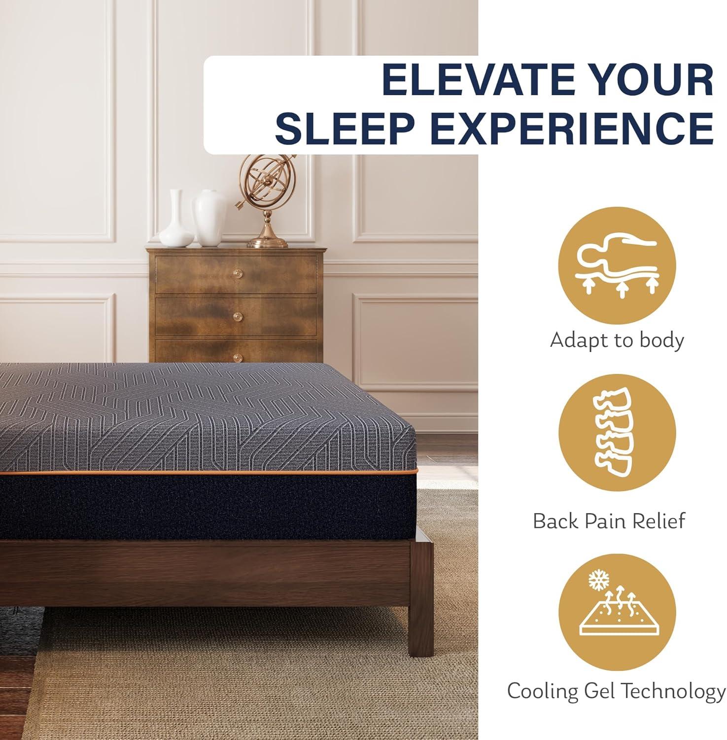 EGOHOME 12 Inch King Size Mattress, Copper Gel Cooling Memory Foam for Back Pain Relief, Therapeutic Bed in a Box, Foam Made in USA, CertiPUR-US Certified, 76x80x12 Black