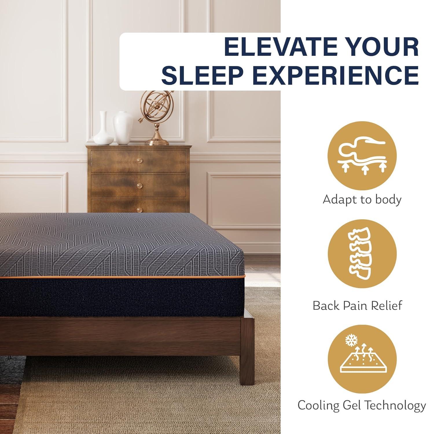 EGOHOME 12 Inch King Size Mattress, Copper Gel Cooling Memory Foam for Back Pain Relief, Therapeutic Bed in a Box, Foam Made in USA, CertiPUR-US Certified, 76x80x12 Black