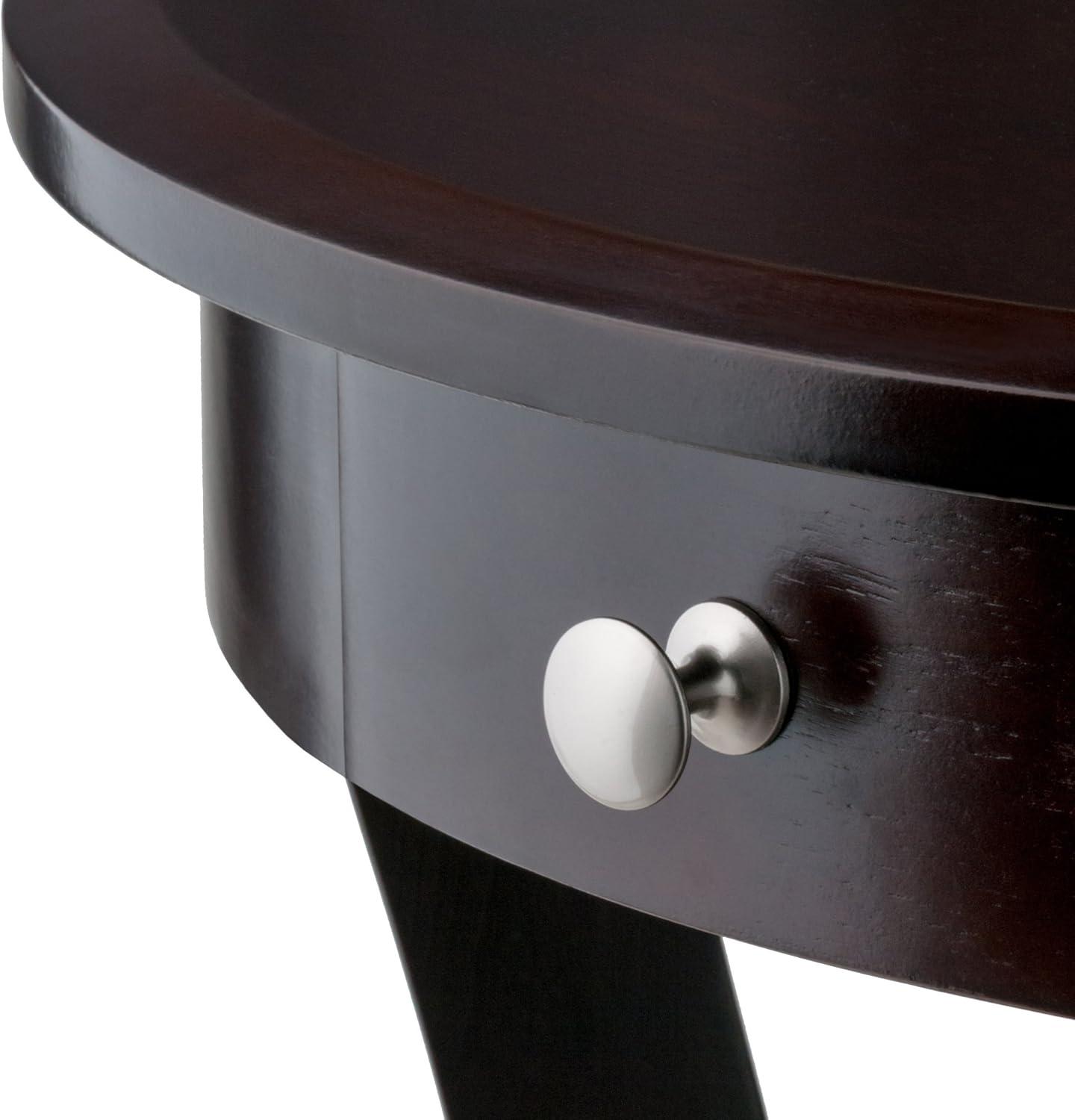 Sasha Round Accent Table - Cappuccino - Winsome: Flared Legs, Wood Composite, Storage Shelf