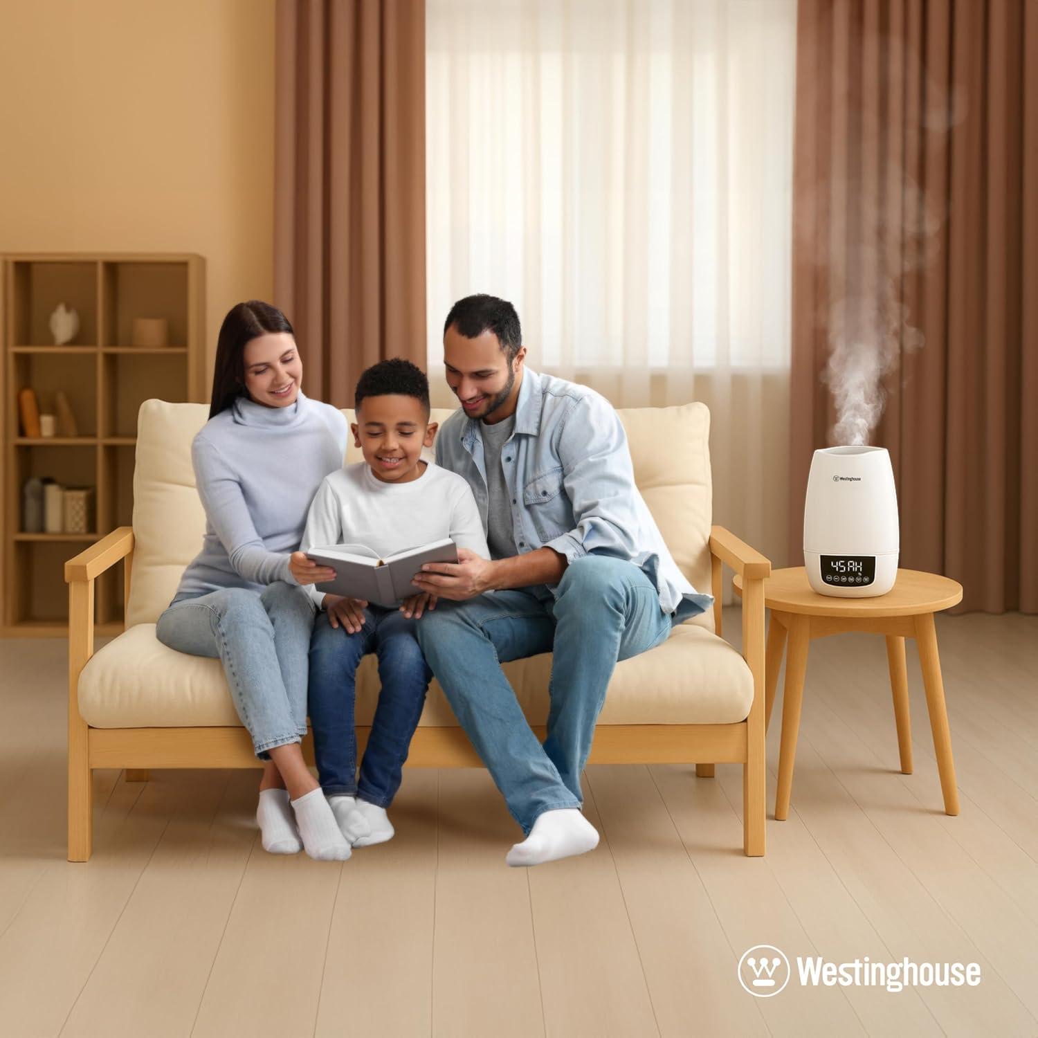 Westinghouse Digital Cool Mist Ultrasonic Humidifier, 6L Air Humidifier and Essential Oil Diffuser, Adjustable Mist Volume and Humidity Control