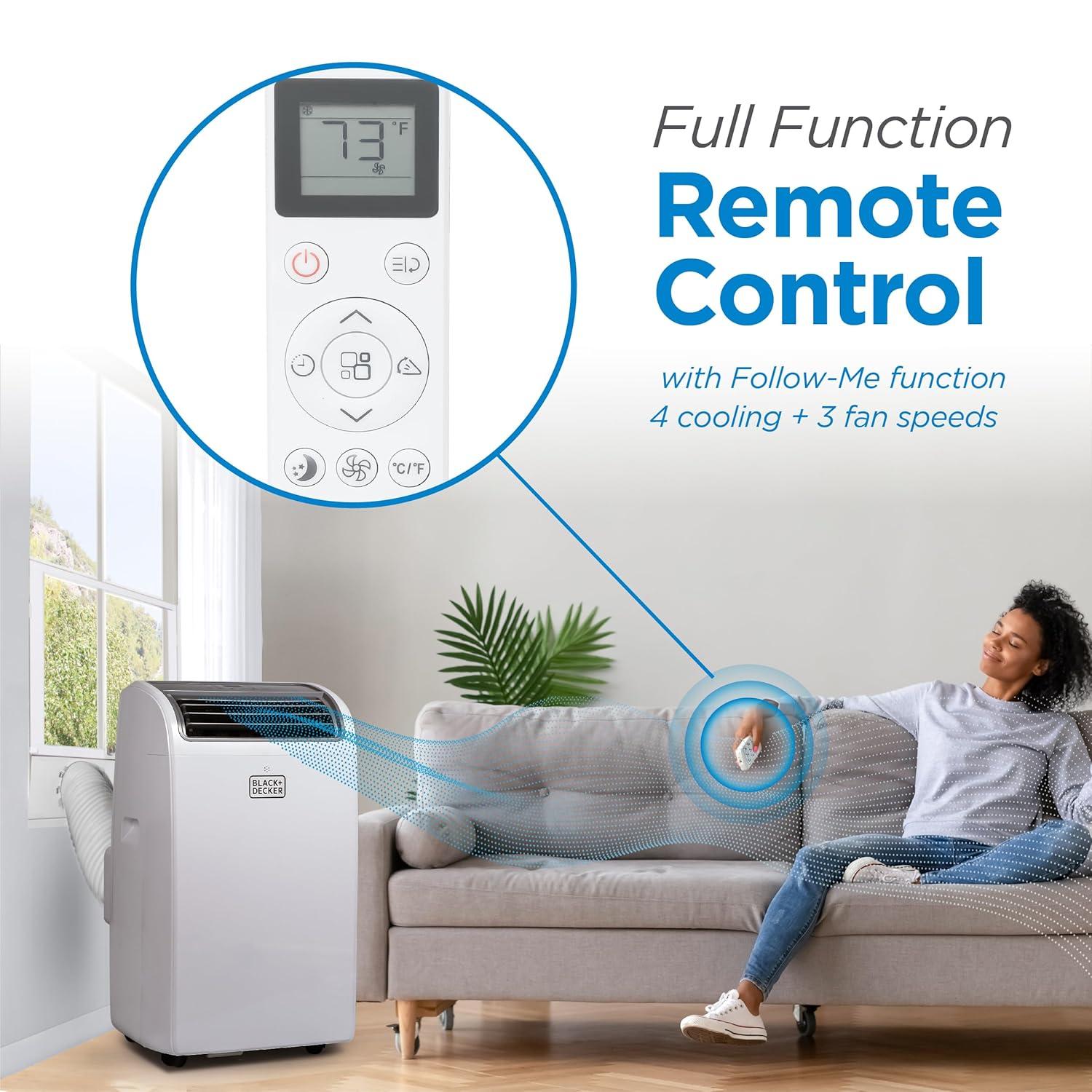 BLACK+DECKER Air Conditioner, 7,700 BTU Air Conditioner Portable for Room and Heater up to 700 Sq. Ft, 4-in-1 AC Unit, Dehumidifier, Heater, & Fan, Portable AC with Installation Kit & Remote Control