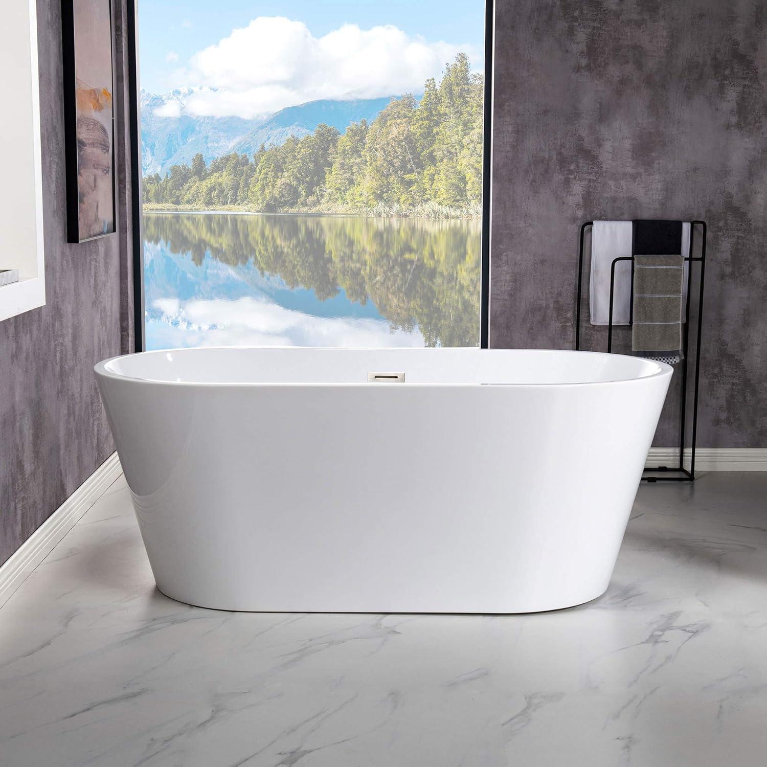 59'' Freestanding Soaking Acrylic Bathtub