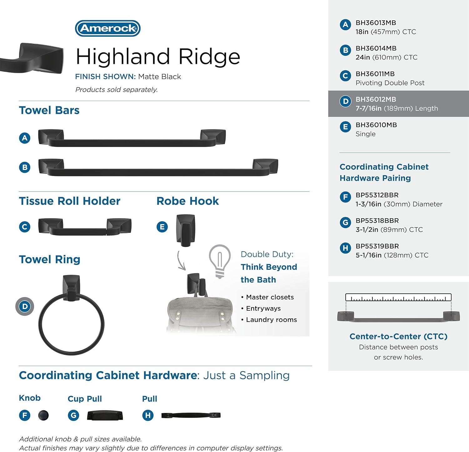 Amerock Highland Ridge Wall Mounted Towel Ring