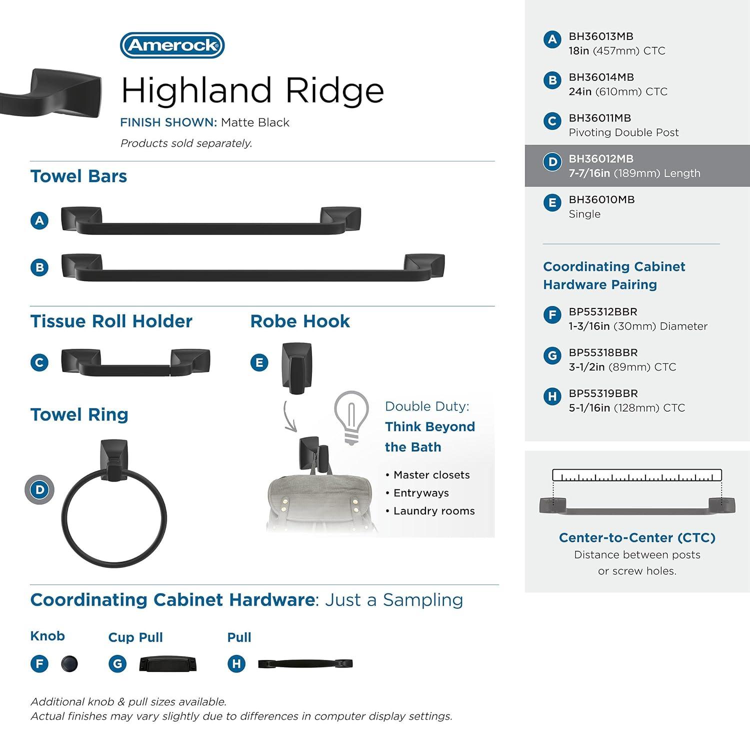 GlideRite Hardware Avalon Towel Ring Hardware Accessory 9040-SQ-MB-1