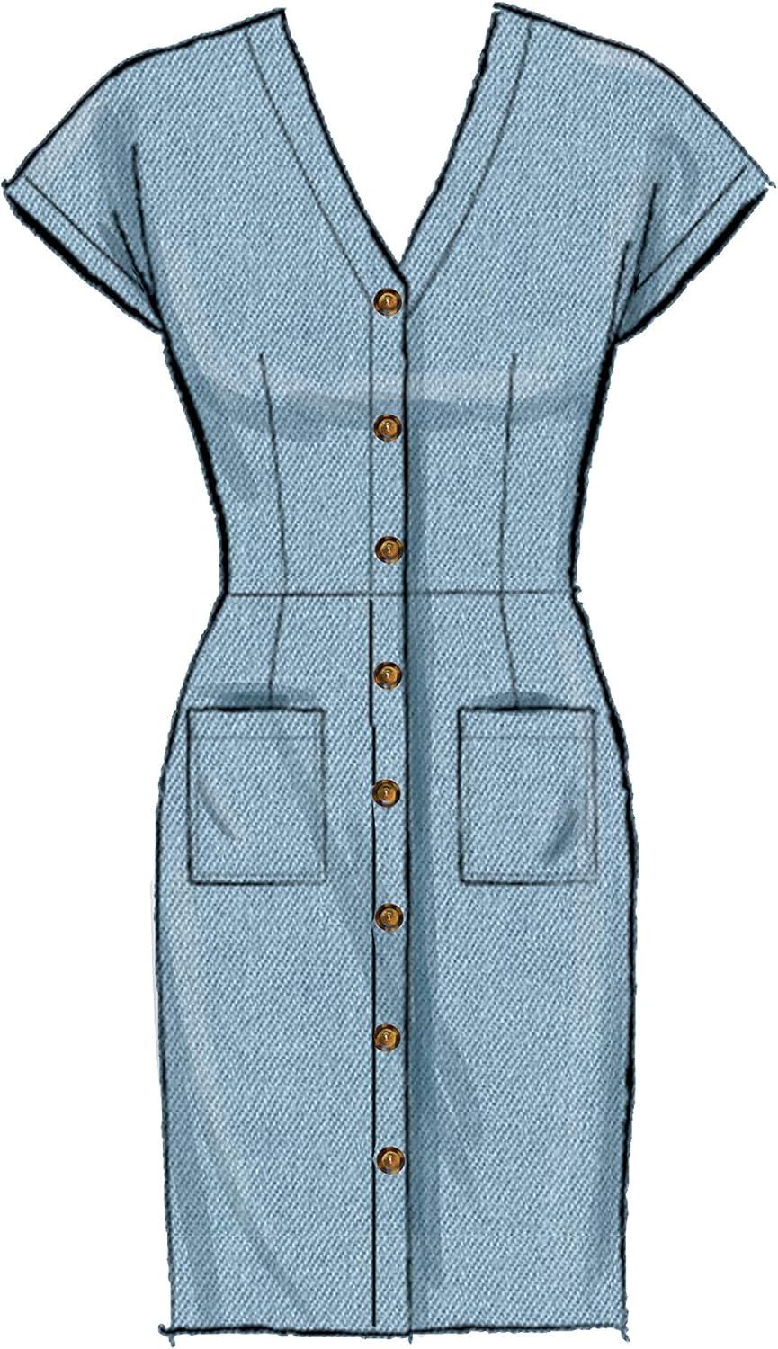 McCall's Patterns McCall's Women's Petite Belt and Button Up Dress, Sizes 6-14 Sewing Pattern, White