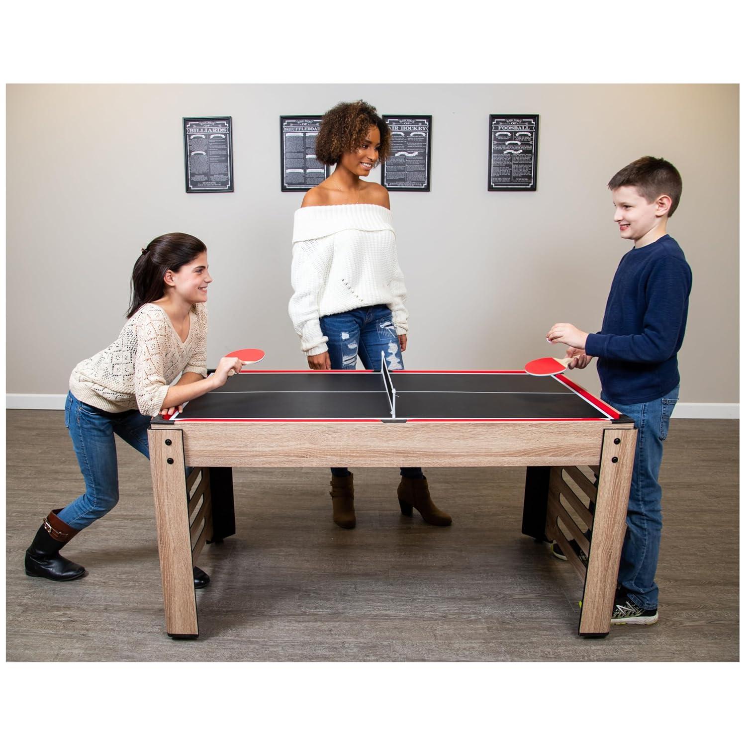 Hathaway Games Madison Multi Game Table with Foosball, Glide Hockey, Table Tennis, Billiards, Shuffleboard and Bowling
