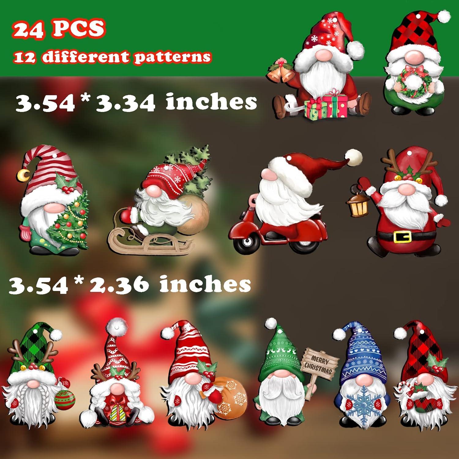 dajkiuy Clearance 24pcs Christmas Gnome Wooden Hanging Ornaments,Wood Hanging Decor for Christmas Tree Decorations Gnome Santa Doll Hanging Craft Holiday Party Supplies