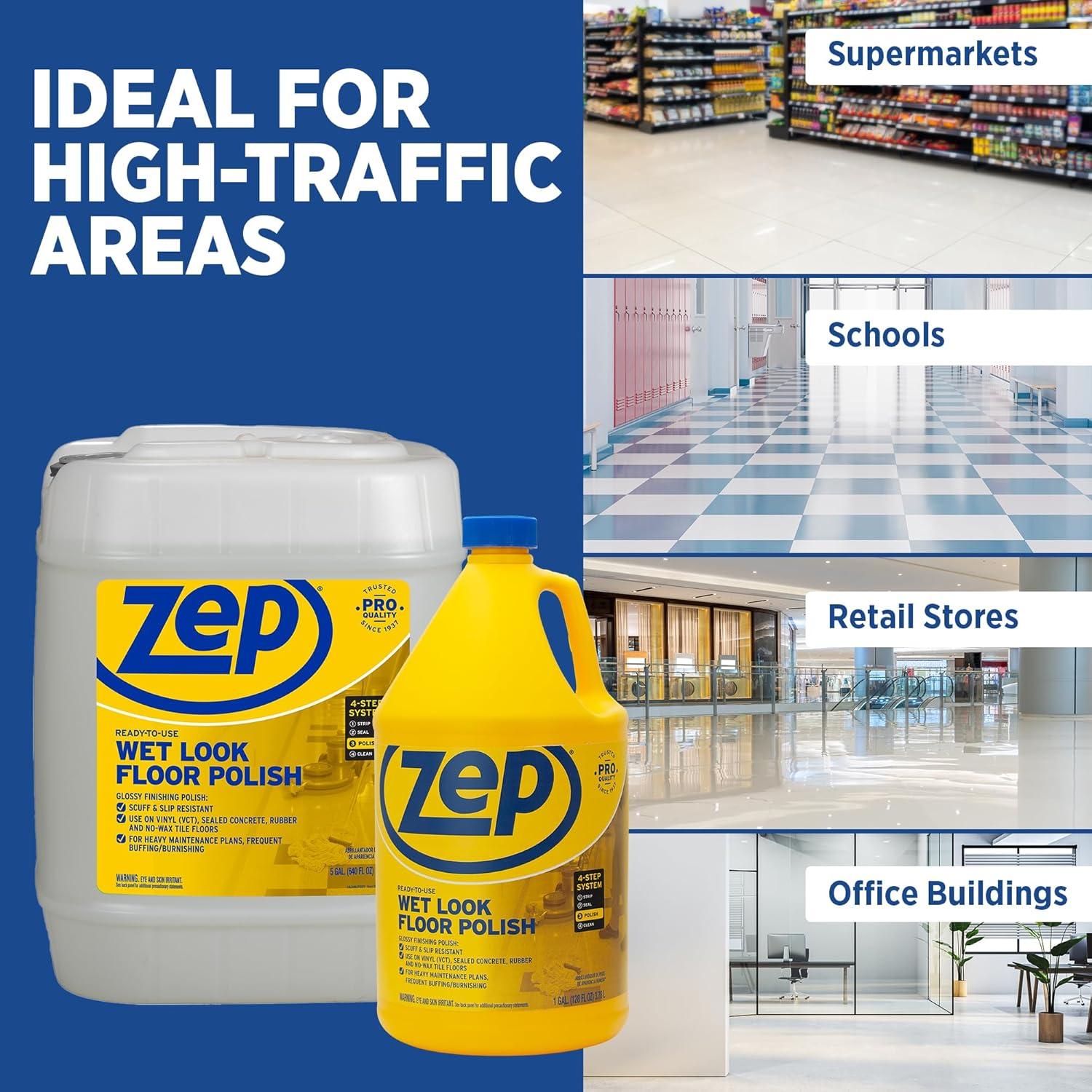 ZEP Zep Wet-Look Floor Polish – Enhances Hard Floor Appearance –- 5 gal (1 Pail)