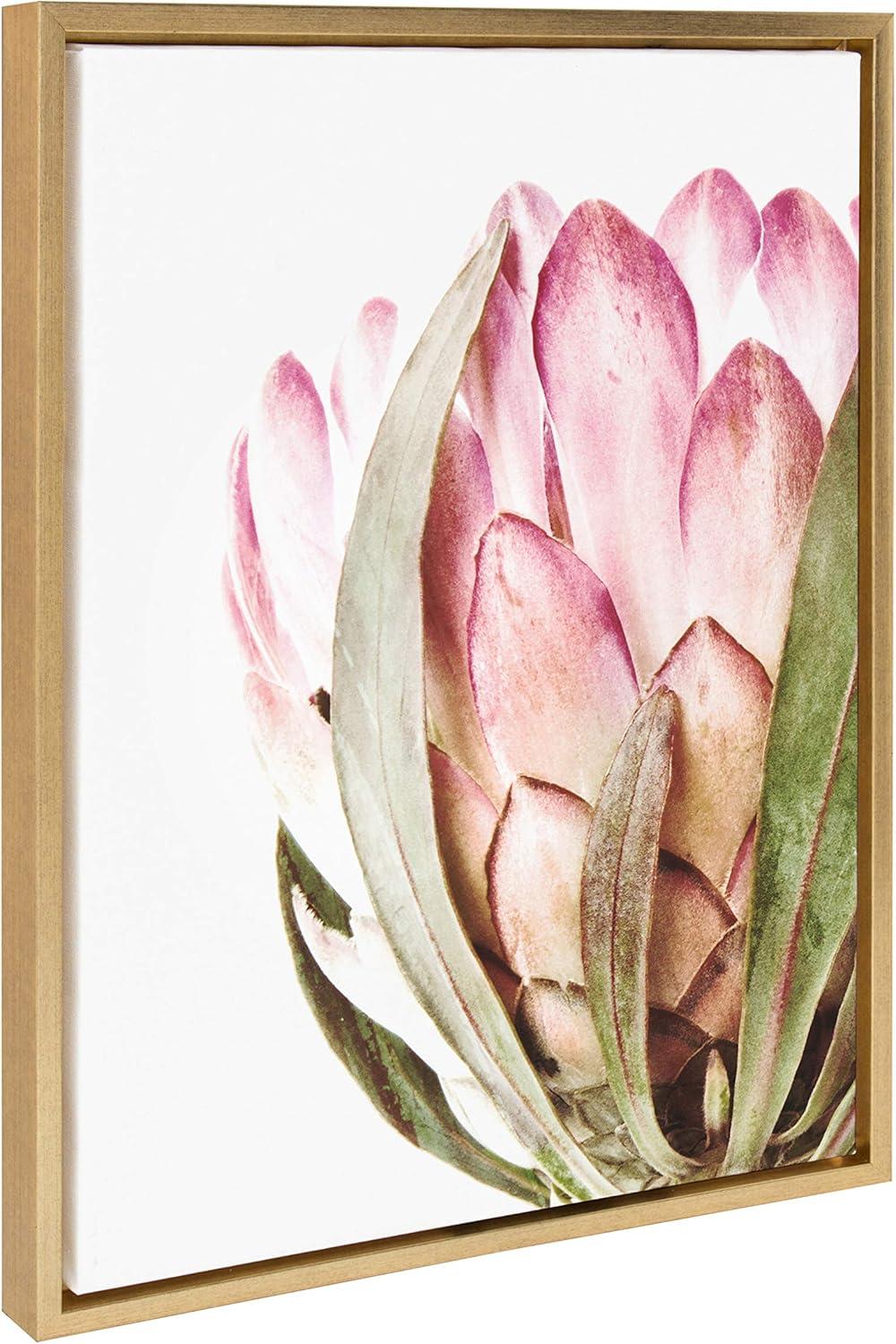 Pink Protea Flower 18x24 Framed Canvas Wall Art