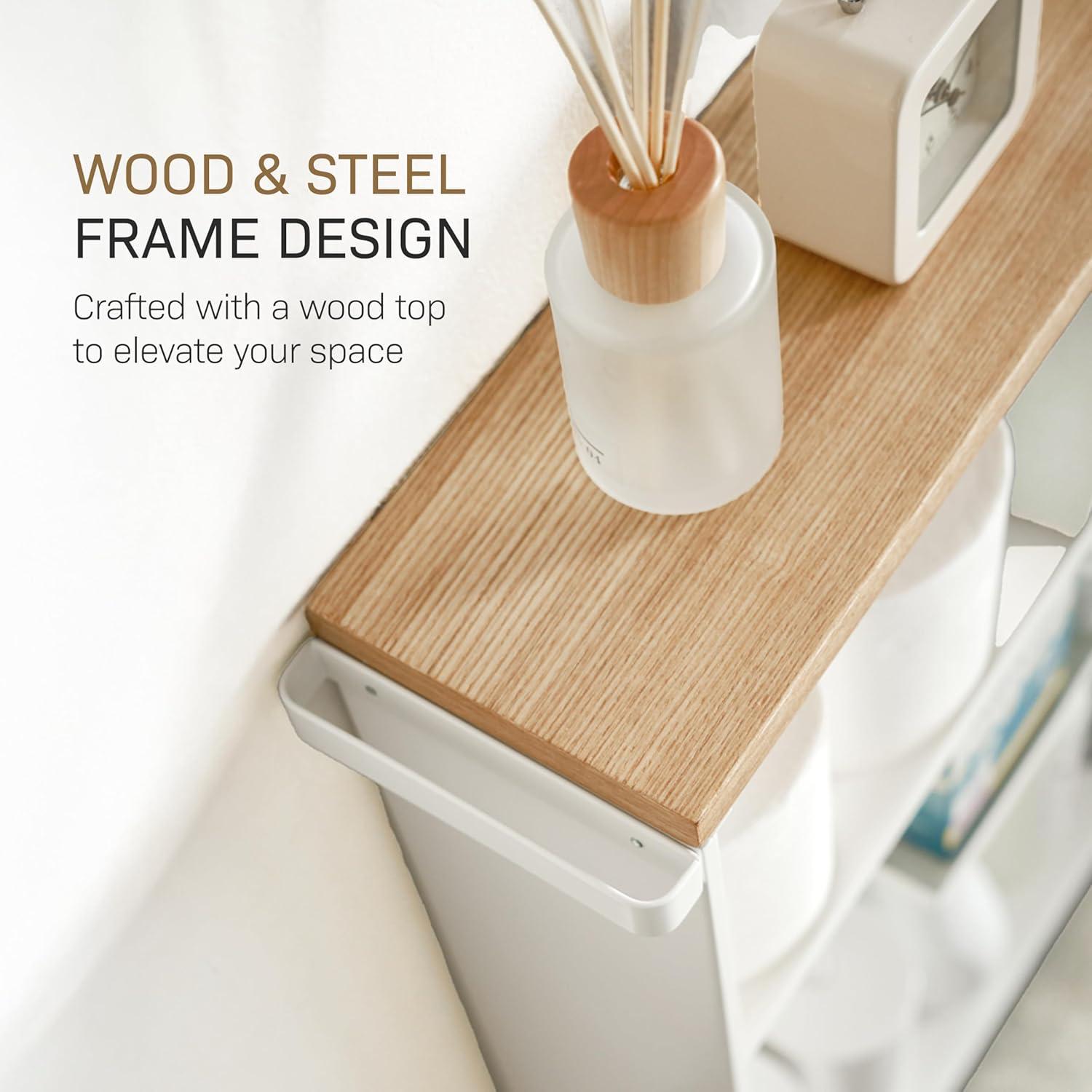 Yamazaki White Rolling Bathroom Cart