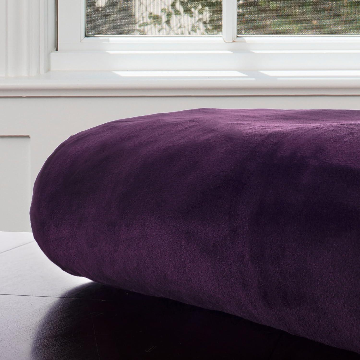 Lavish Home 66-S-P 8 lbs Solid Soft Heavy Thick Plush Mink Blanket , Purple