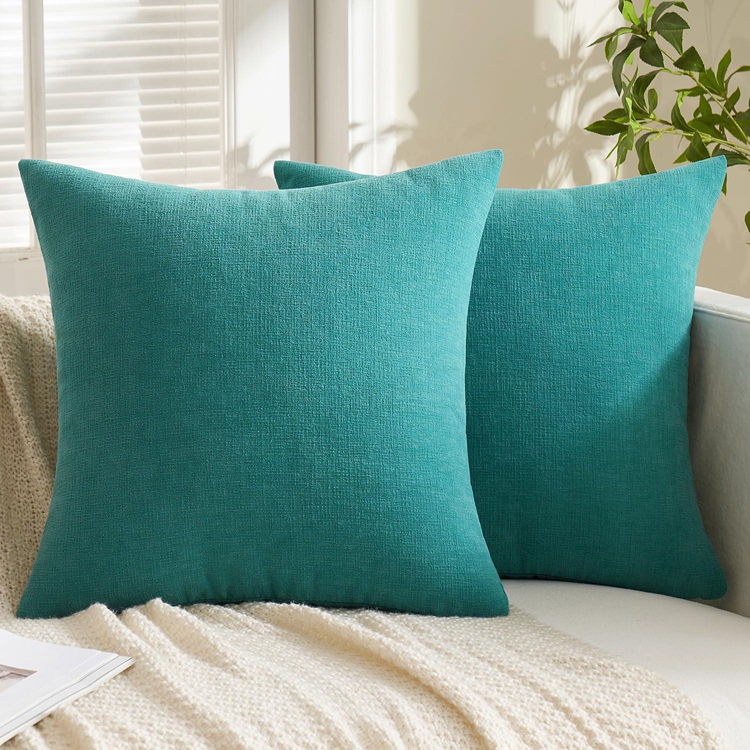 Teal Chenille 18x18 Euro Pillow Covers, Pack of 2