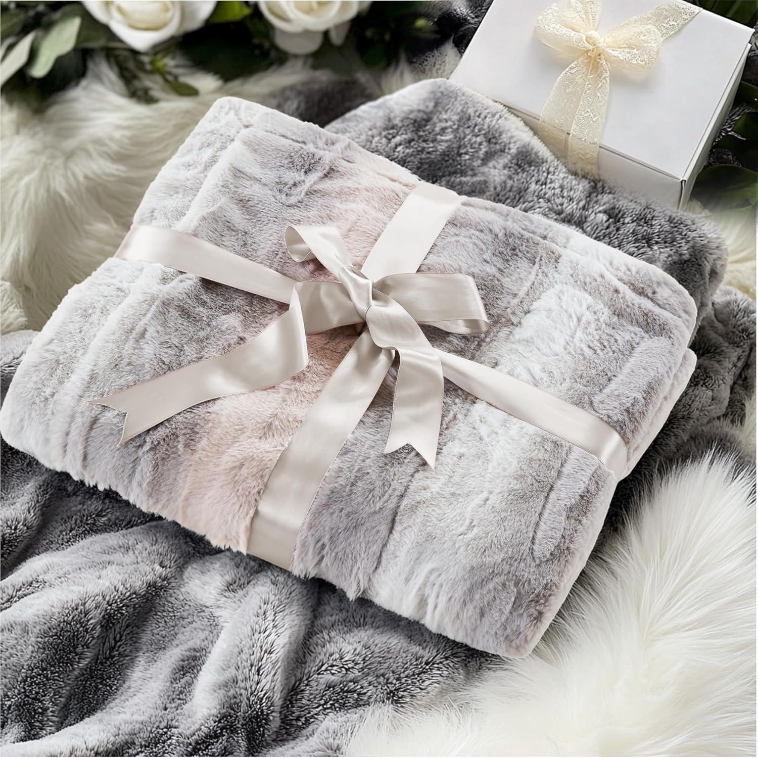 60"x70" Oversized Marselle Faux Fur Throw Blanket - Madison Park