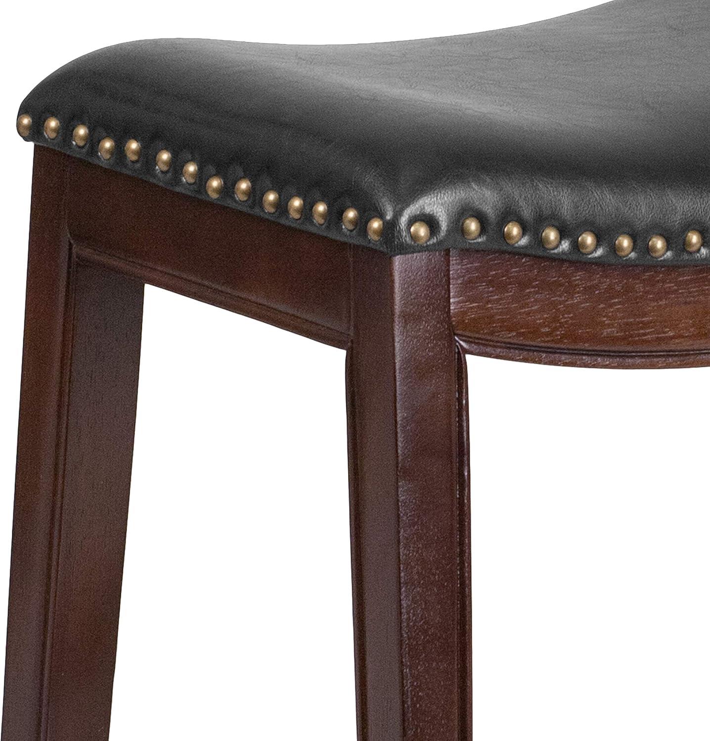 Flash Furniture 26'' High Backless Wood Counter Height Stool with LeatherSoft Saddle Seat