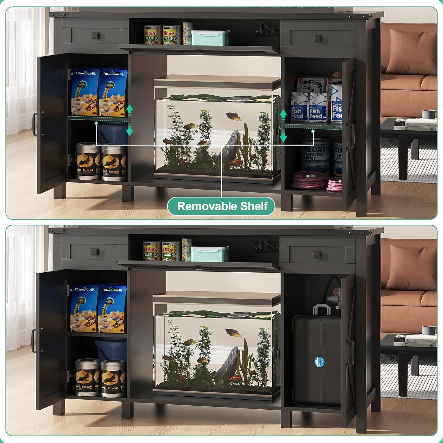 Gracie Oaks Heavy Duty 55-75 Gallon Aquarium Stand With Power Outlets