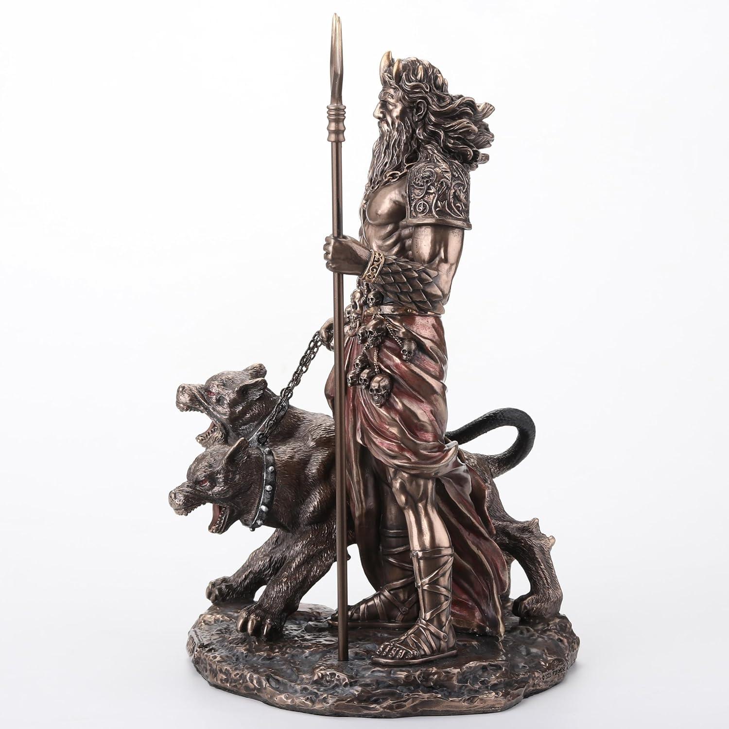 Veronese Design 9 7/8 Inch Hades Greek God of The Underworld with Cerberus Hound Cold Cast Resin Bronze Finish Sculpture