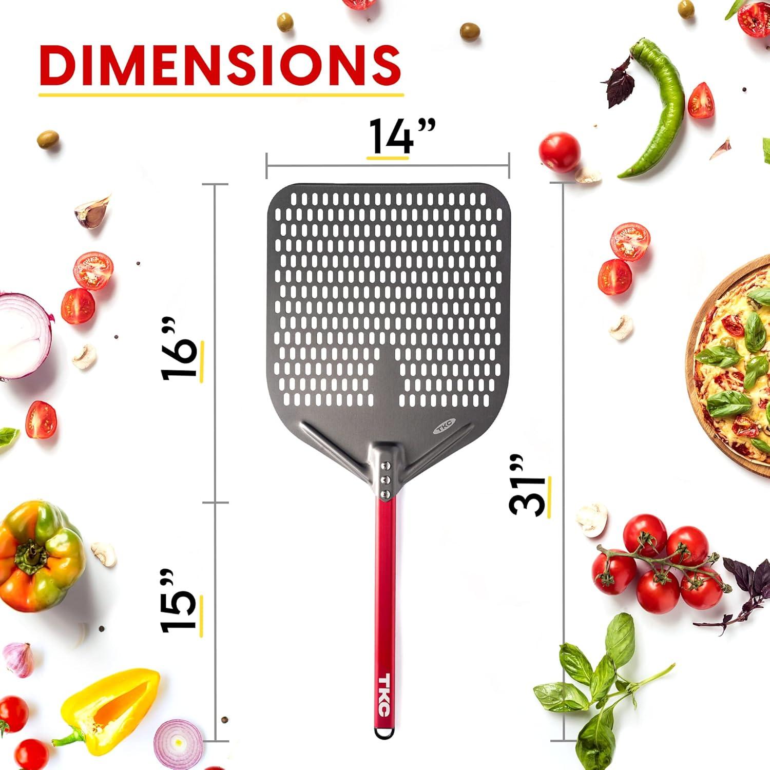 14" and 8" Non-Stick Aluminum Perforated Pizza Peel Set