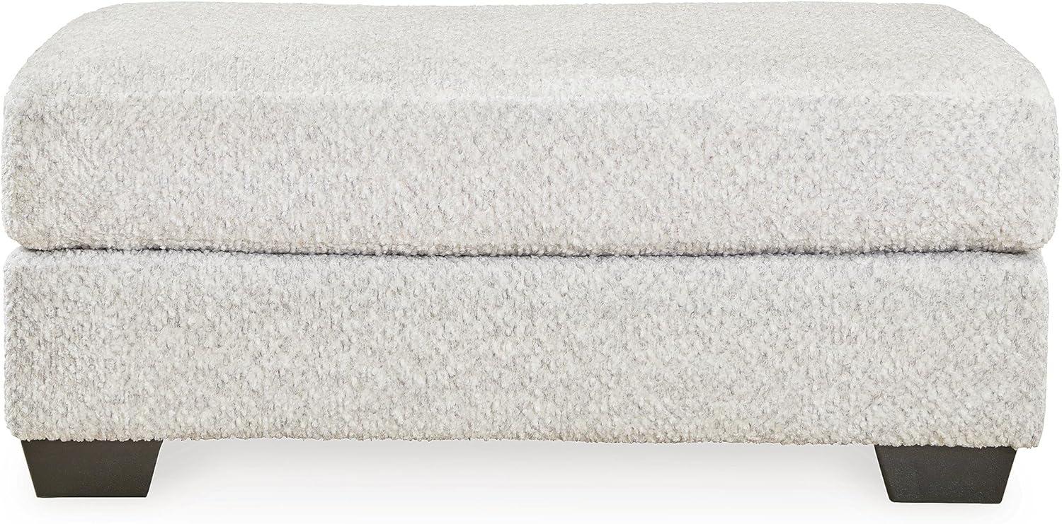 Contemporary White Plush Fabric Ottoman