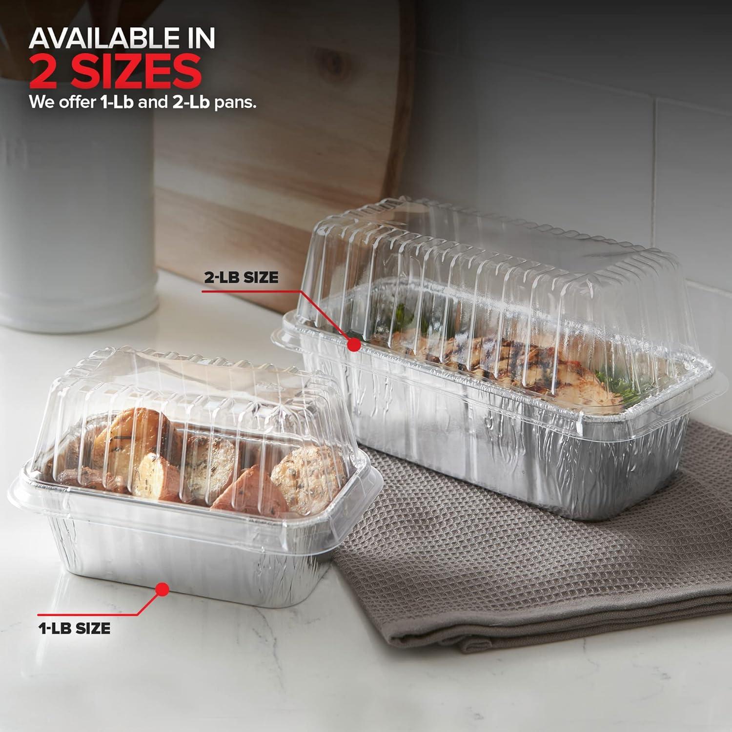 Juvale 50 Pack Disposable Aluminum Loaf Pans with Lids, 22oz Tins for Baking, Heating, Storing, 8.5 x 2.5 x 4.5 In