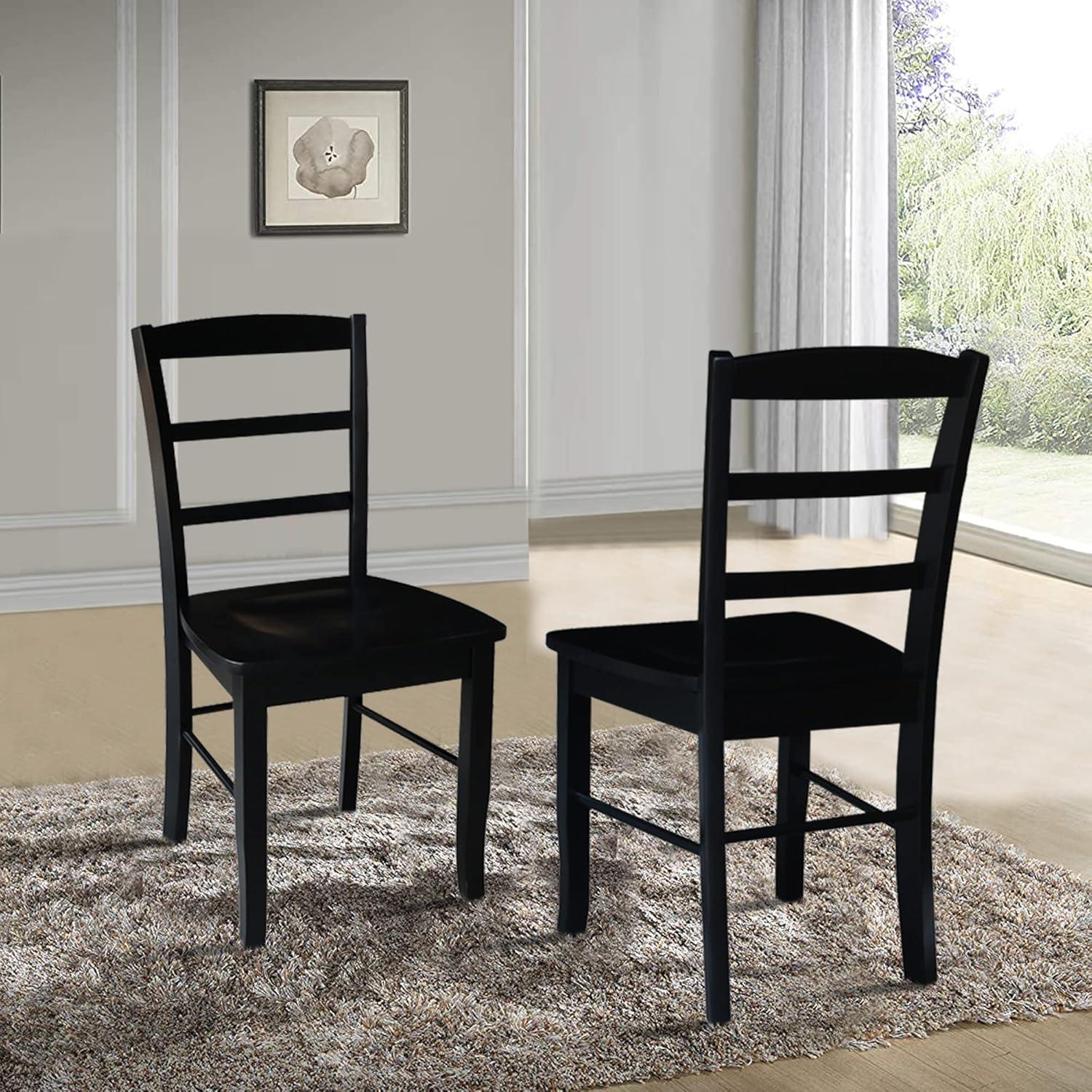 Set of 2 Madrid Ladderback Chairs Black - International Concepts: Solid Wood, Armless, Transitional Style
