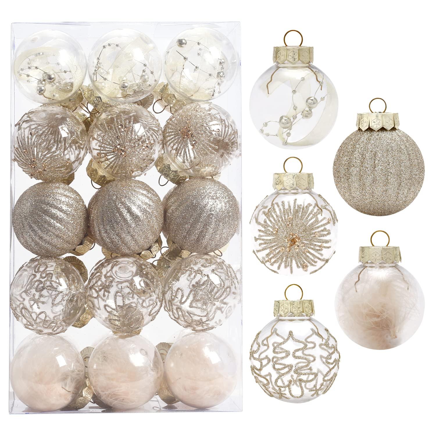 60MM/2.36" Christmas Ball Ornaments, 30PCS Shatterproof Decorative Hanging Ball Ornament with Stuffed Delicate Decorations, Xmas Tree Balls for Halloween Holiday Party Thankgivings (Silver)