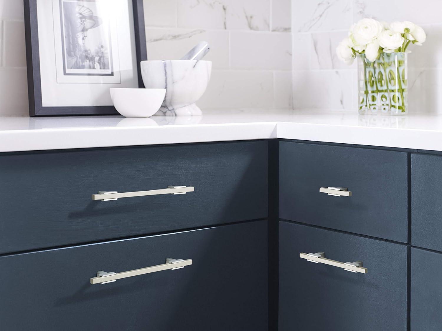 Amerock Urbanite 6-5/16 inch (160mm) Center-to-Center Polished Chrome/Satin Nickel Cabinet Pull