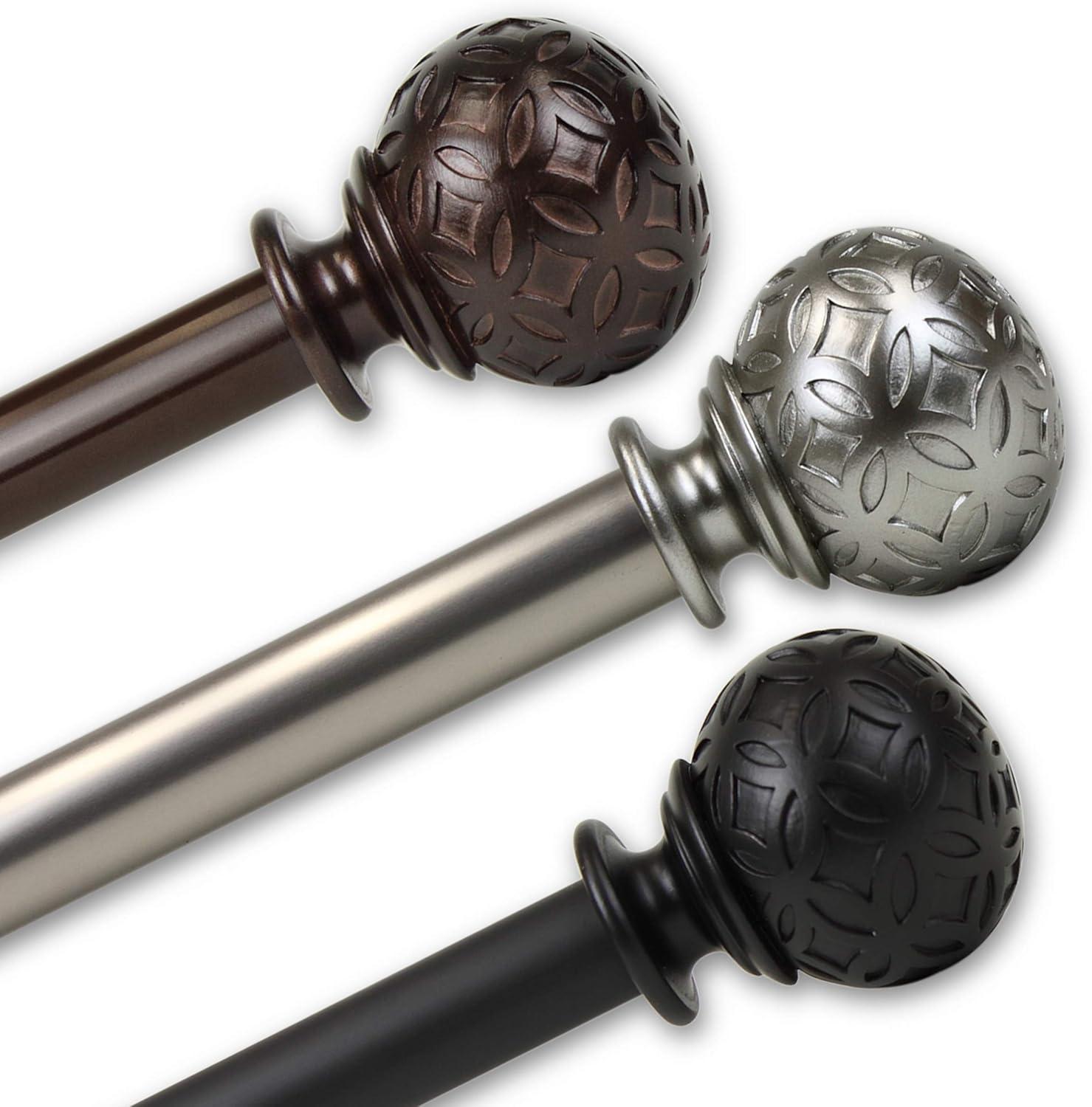 Rod Desyne 1" Odelia Curtain Rod, 120-170", Black