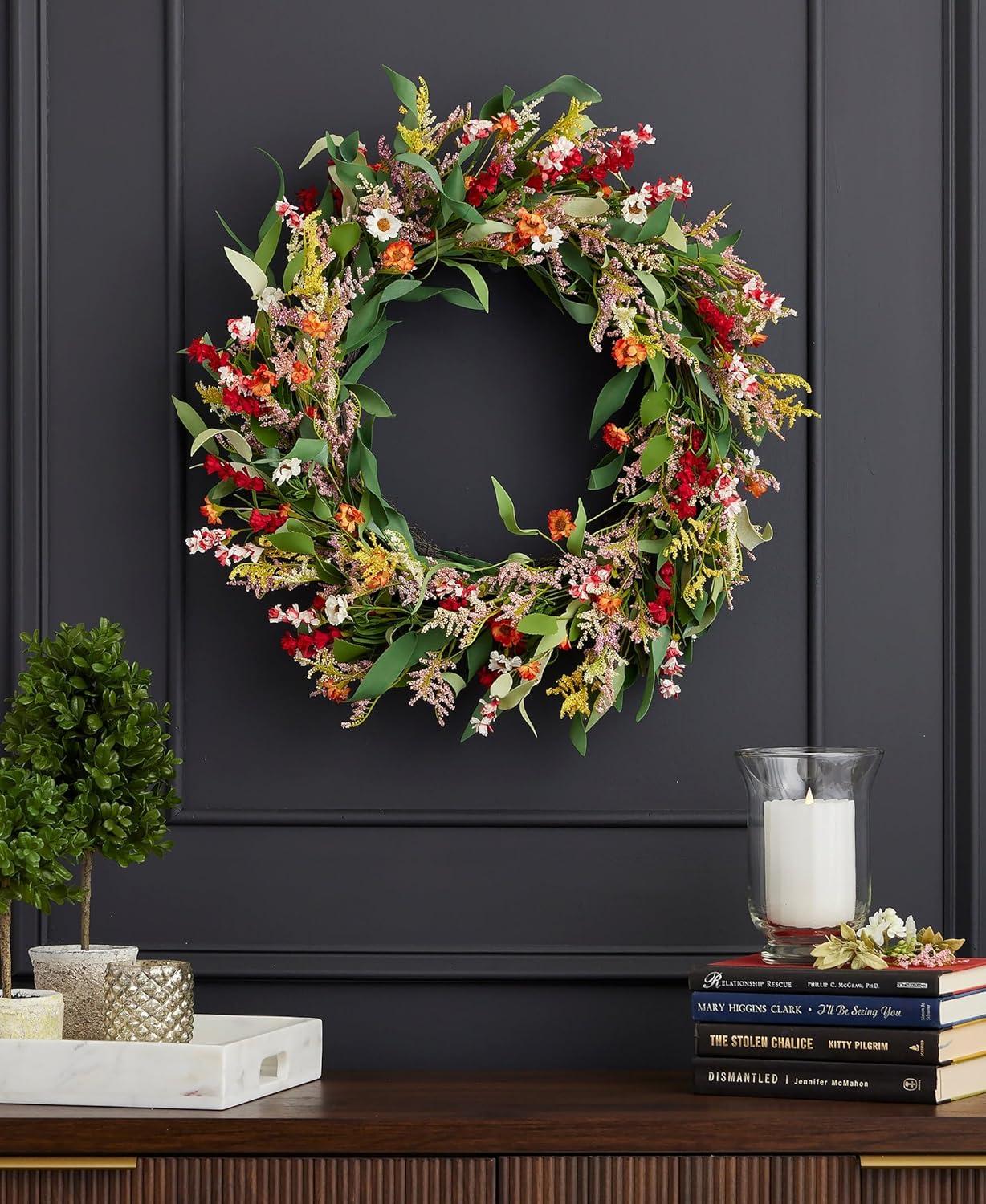 26-Inch Multicolor Artificial Floral Eucalyptus Wreath