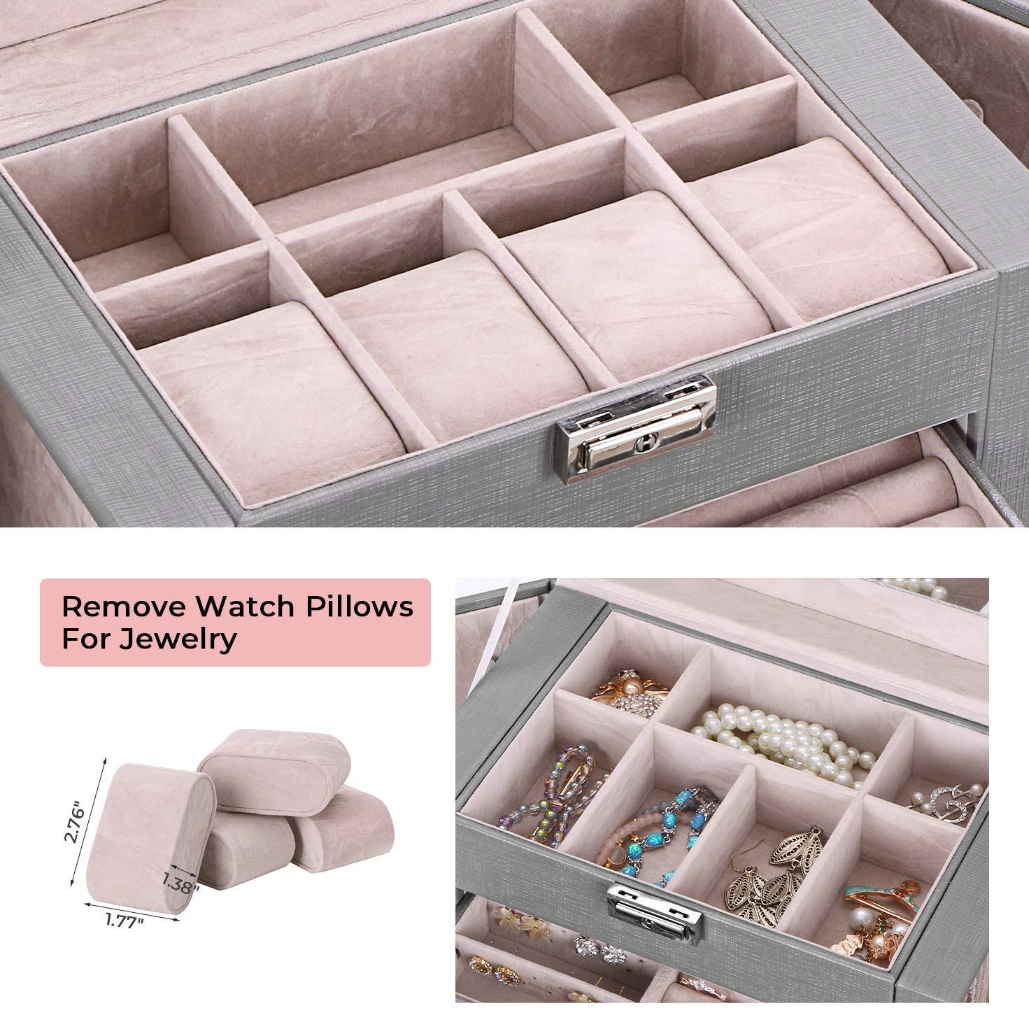 ANWBROAD Jewelry Box 5 Tier Jewelry Storage Organizer Jewelry Case with 4 Drawers with Mirror Lockable Jewelry Boxes for Women Gift for Loved Ones for Your Jewelry Sturdy UJJB003H