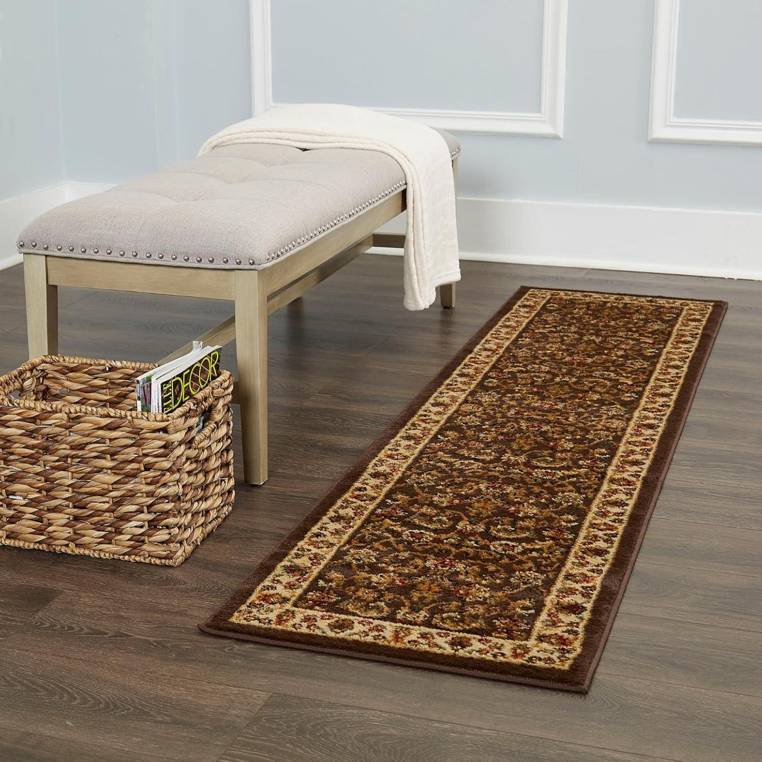 Home Dynamix Royalty Elati Traditional Ornate Damask Runner Area Rug, Brown/Ivory, 1'9"x7'2"