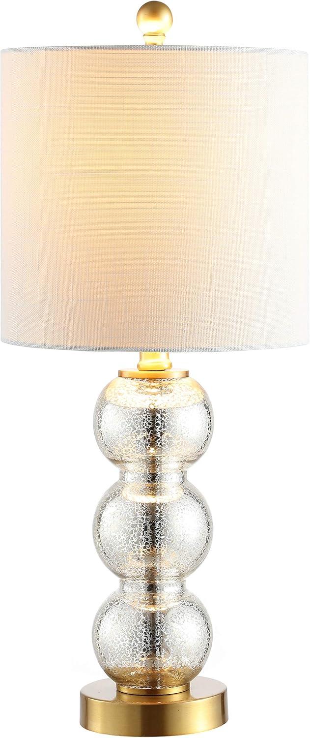 21" Brass Gold and White Glass Table Lamp