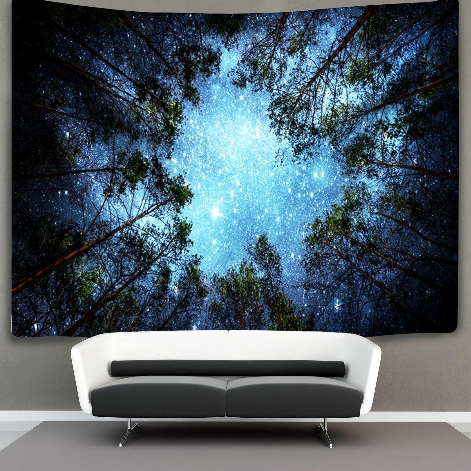 BCIIG Forest Starry Tapestry Wall Hanging 3D Printing Forest Tapestry Galaxy Tapestry Forest Milky Way Tapestry Tree Tapestry Night Sky Tapestry Wall Tapestry for Dorm Living Room Bedroom (60x40 Inch)