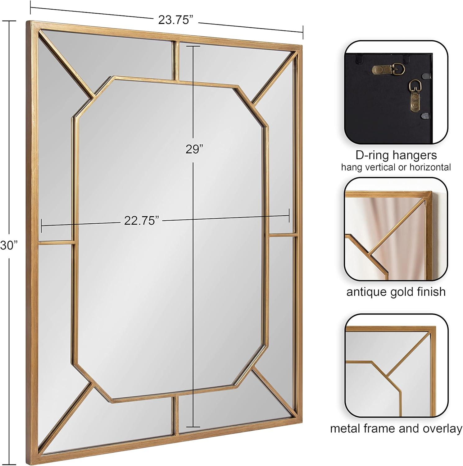 Ardithe Gold Geometric 24x30 Rectangular Vanity Mirror