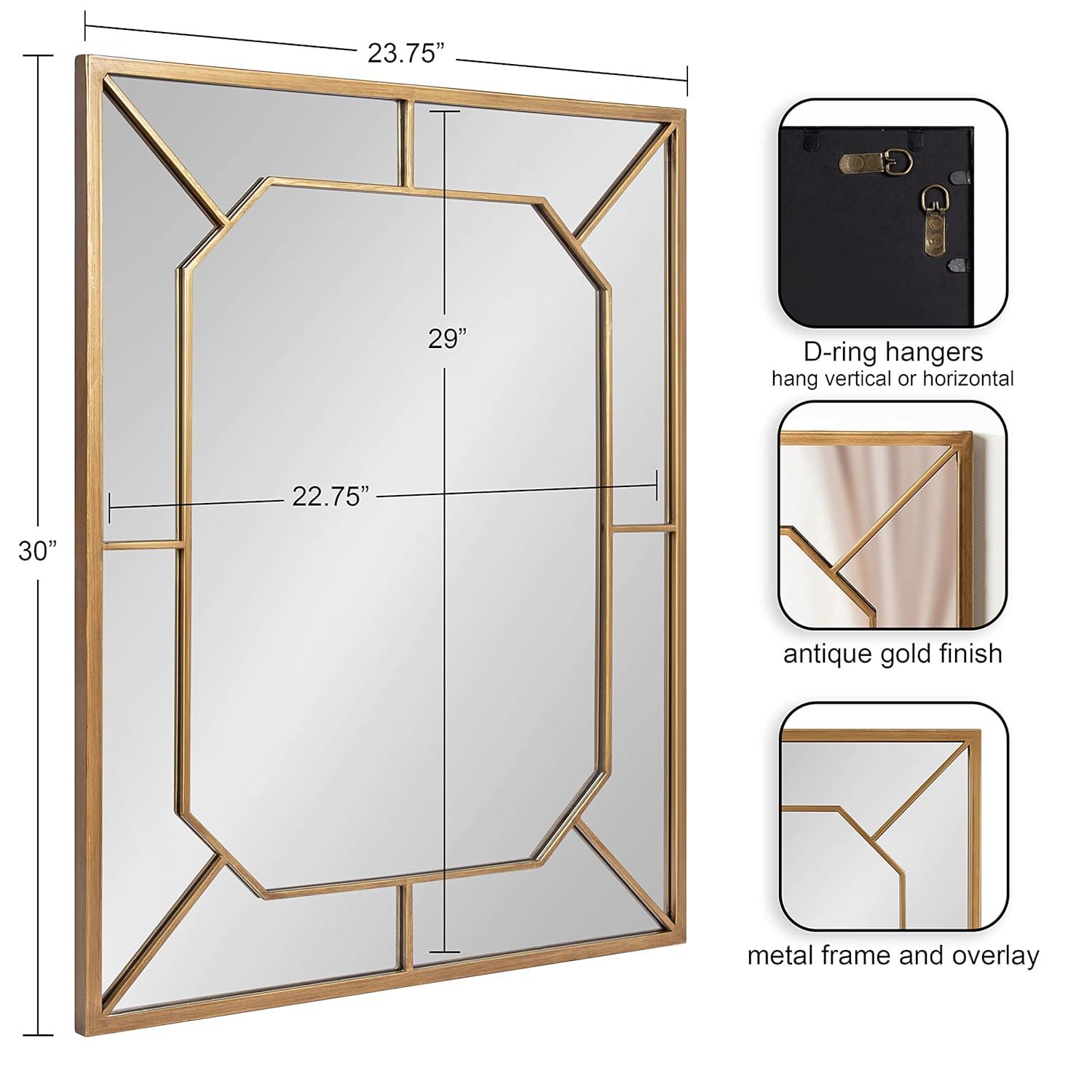 Kate and Laurel Ardithe Rectangle Metal Decorative Mirror, 24x30, Gold