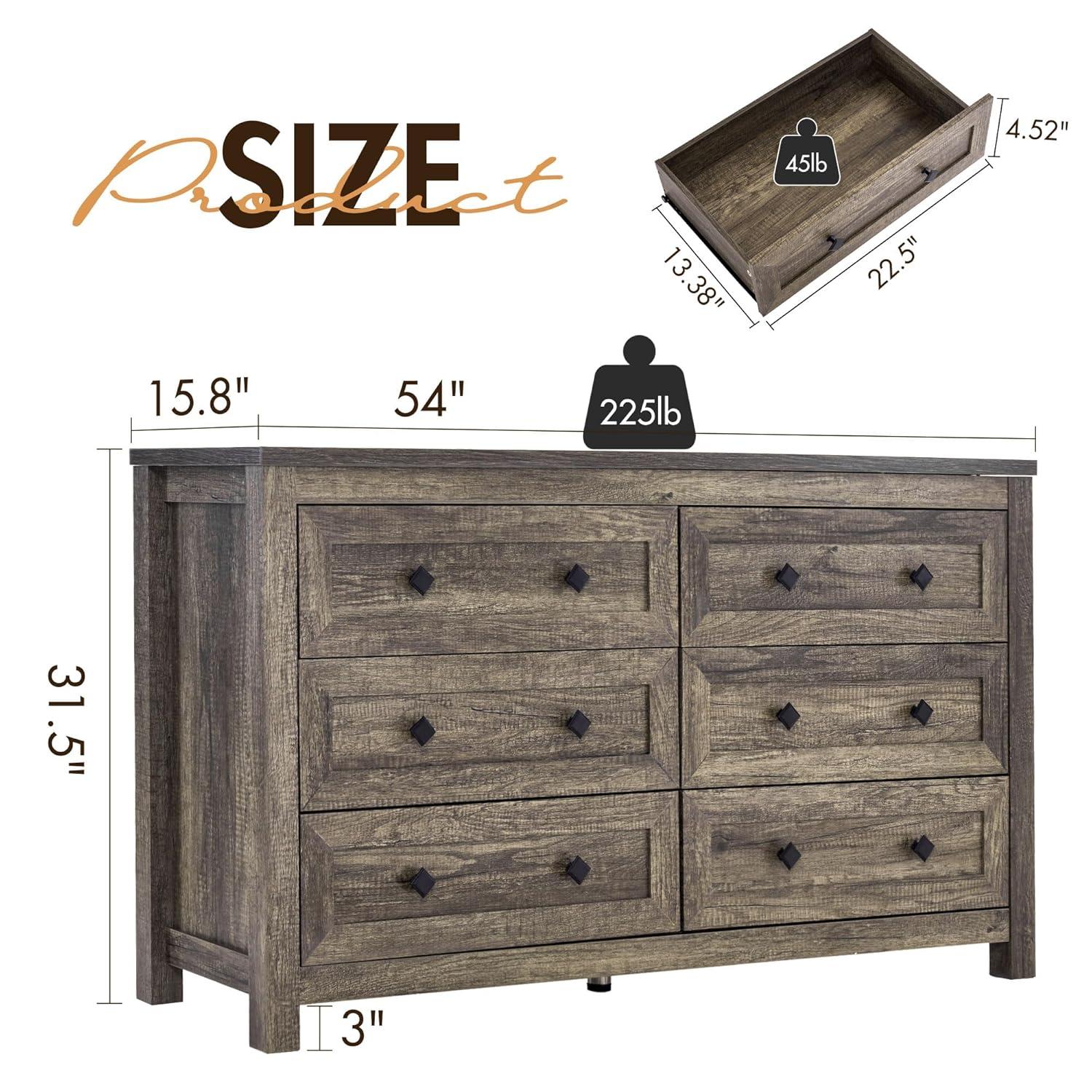 Laurel Foundry Modern Farmhouse® Nieto 54'' W Unfinished 6 - Drawer Dresser