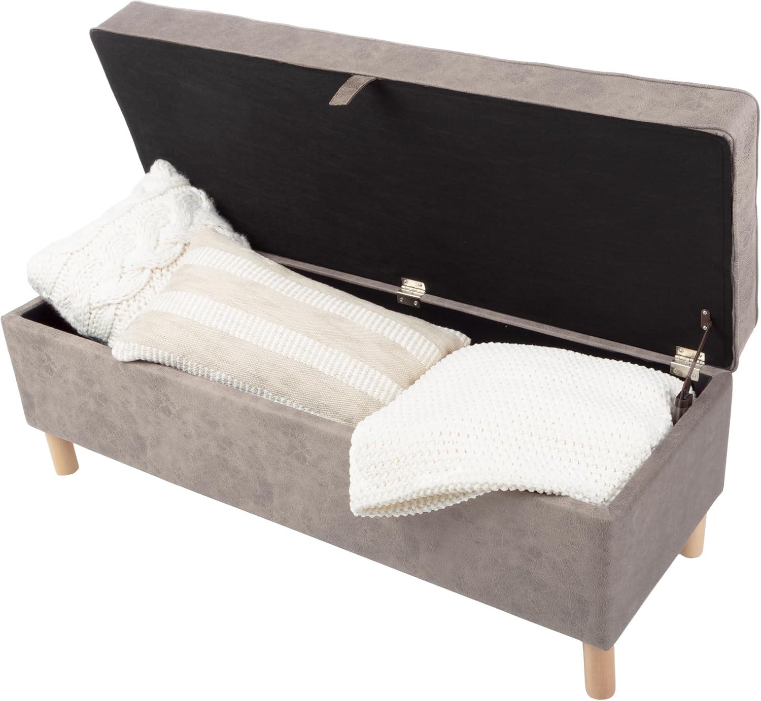 Lavish Home Upholstered Storage Ottoman with Lift Top