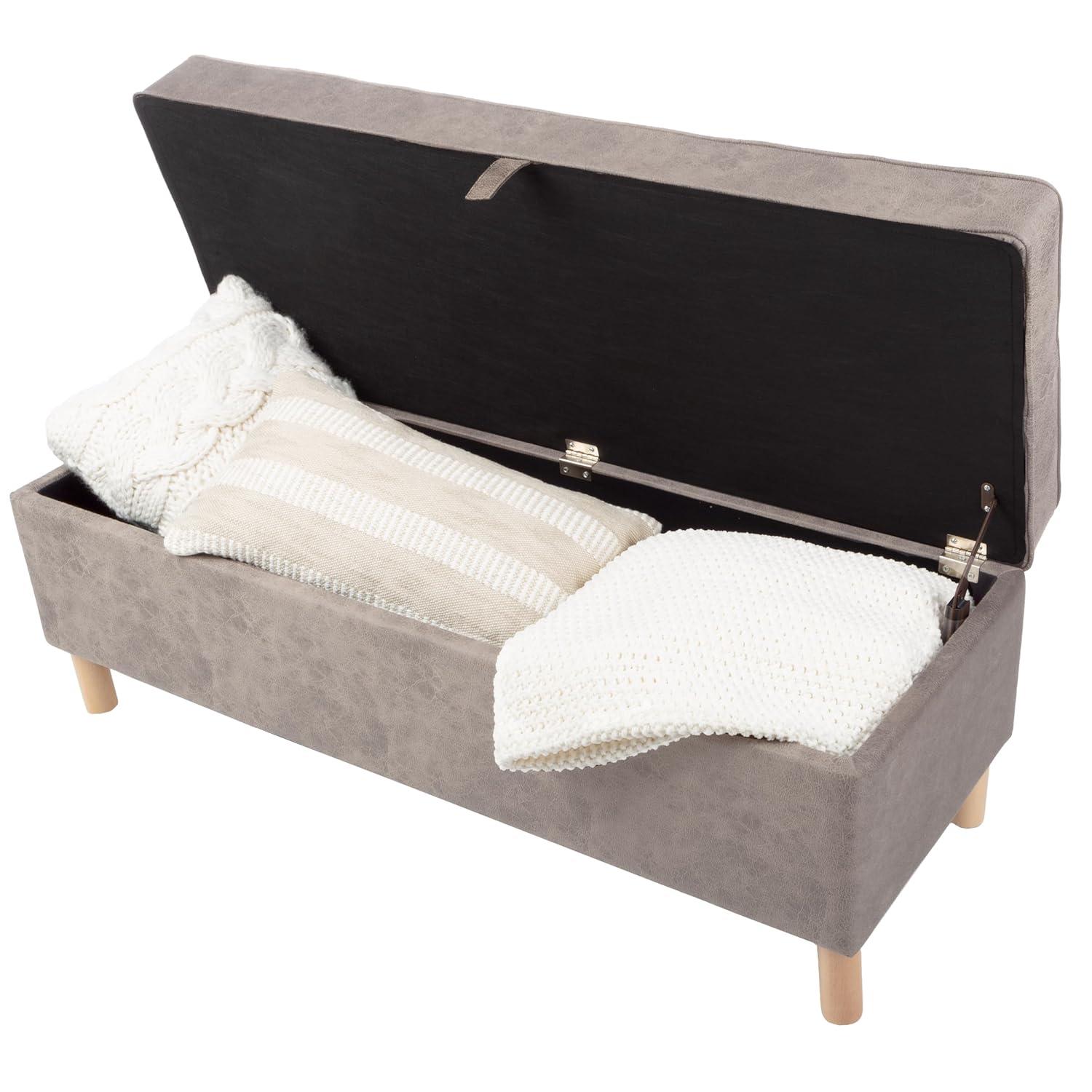 Lavish Home Upholstered Storage Ottoman with Lift Top