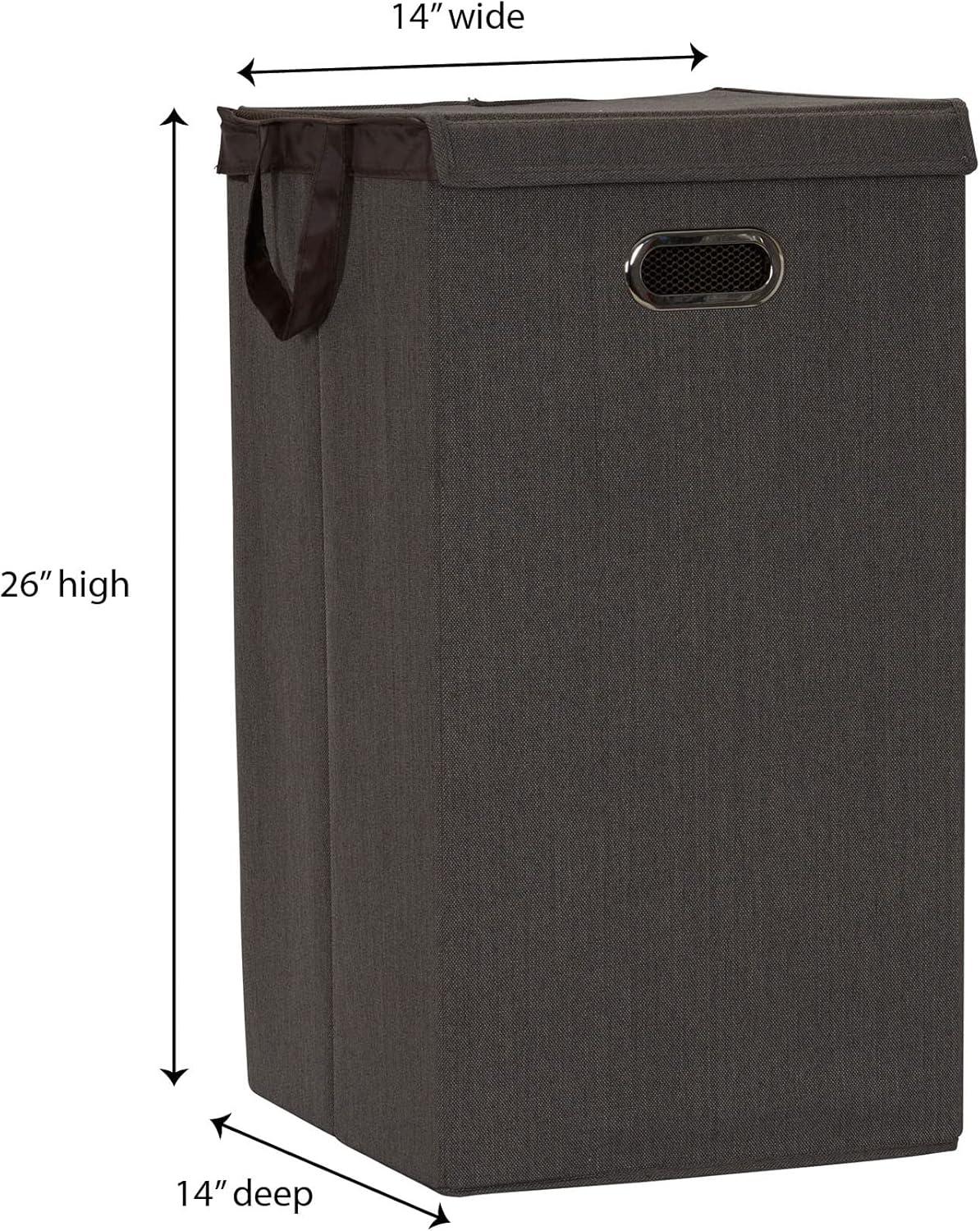 Cobblestone Gray-Brown Collapsible Laundry Hamper with Lid