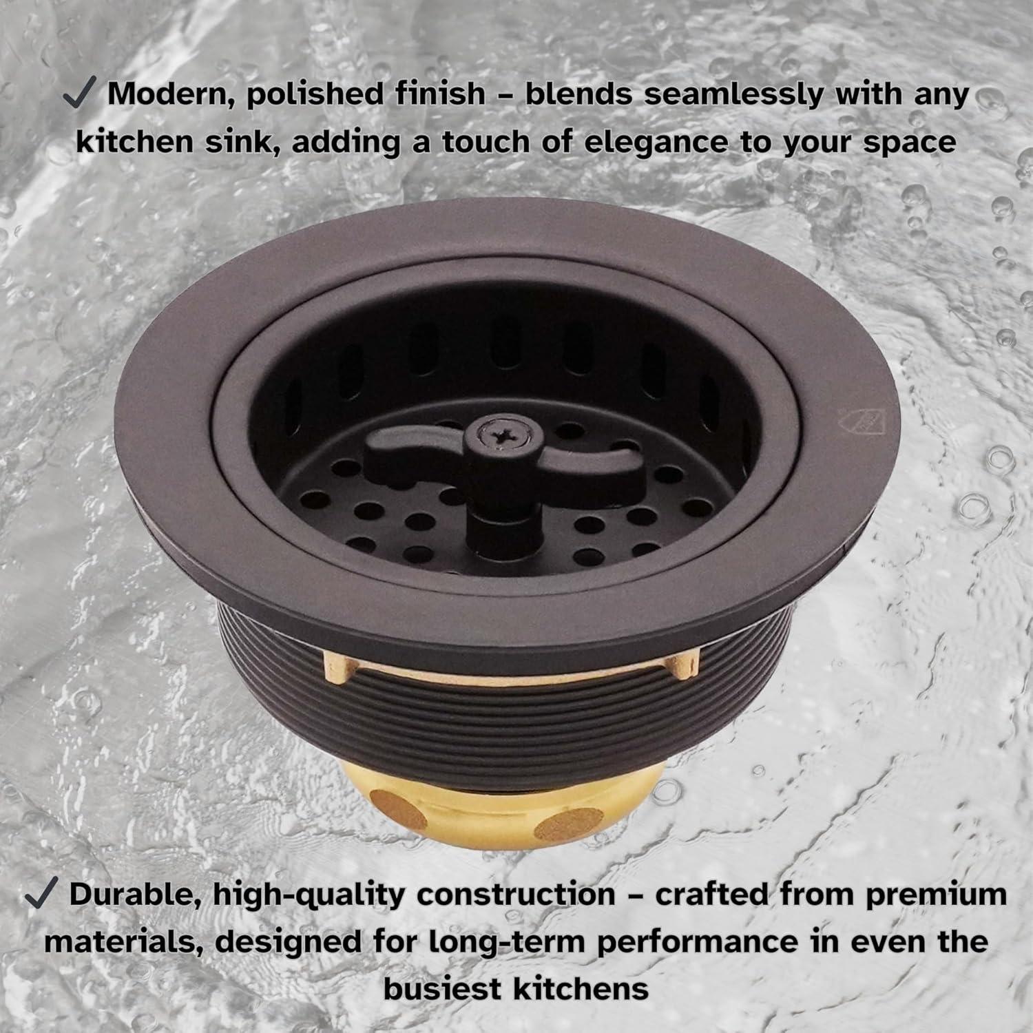 3-1/2" Wing Nut Twist Style Kitchen Sink Basket Strainer