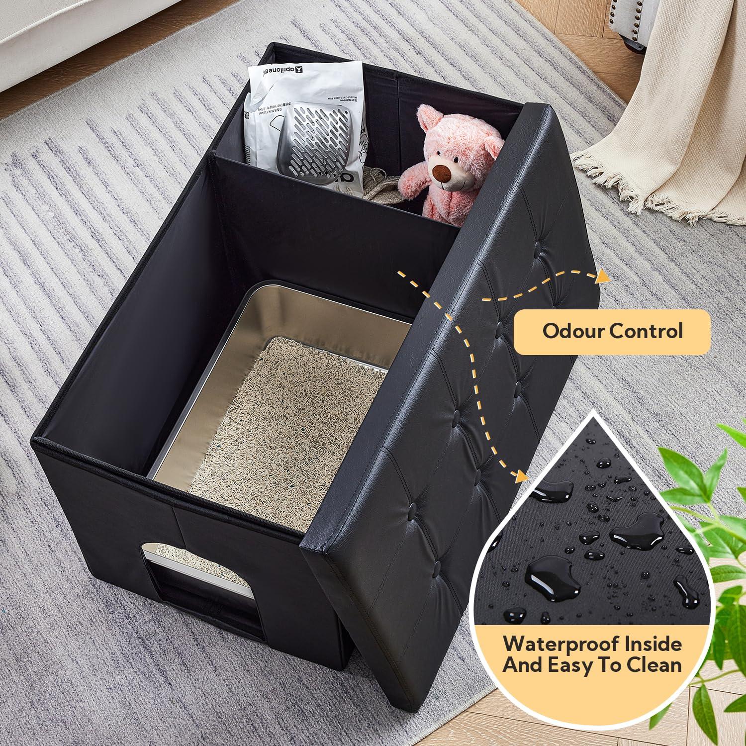 MEEXPAWS Cat Litter Box Enclosure Furniture Hidden, Cat Washroom Bench Storage Cabinet Small 19.7'' x 19.7'' x 19.7''| Dog Proof | Waterproof Inside | Easy Clean | Easy Assembly | Odor Control(Grey)