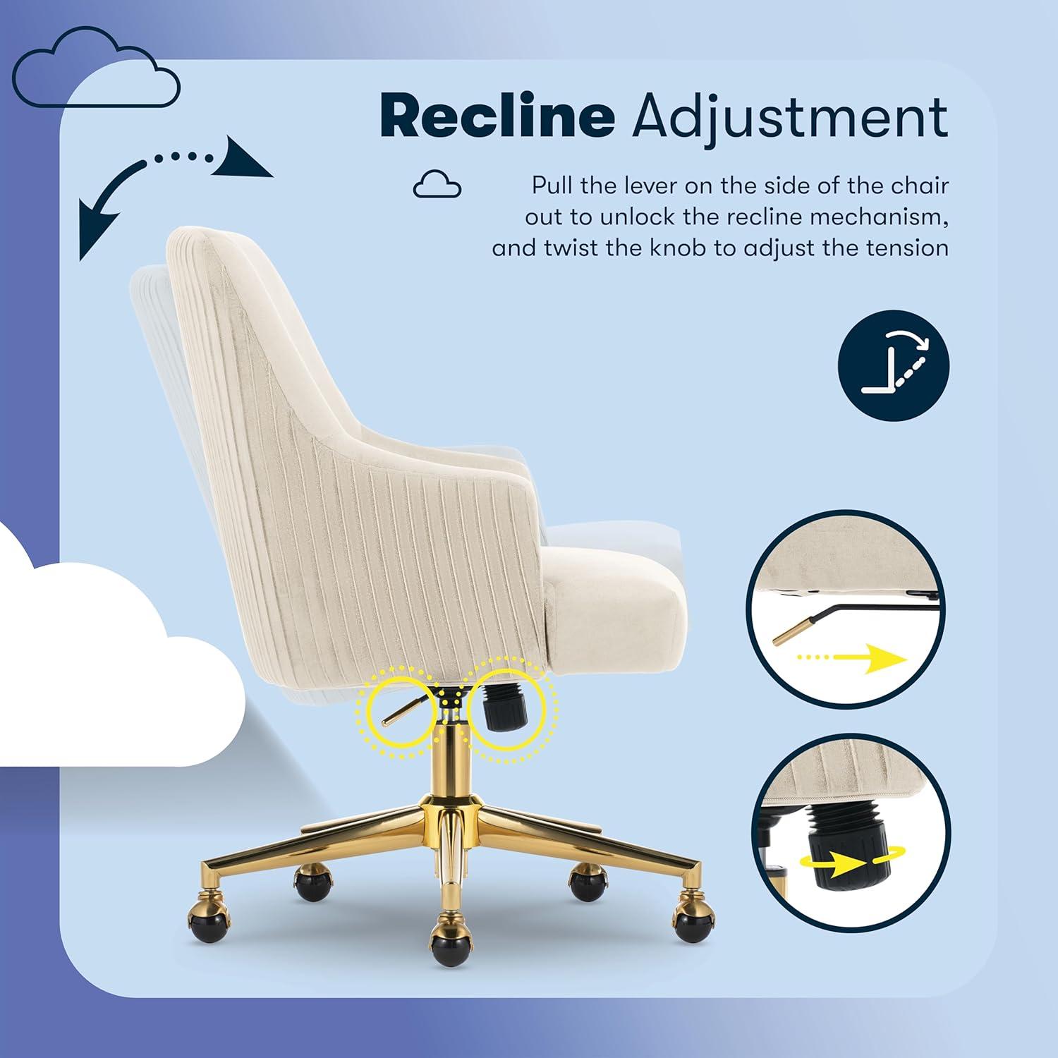 Style Leighton Home Office Chair Sanctuary Blue - Serta: Swivel, Adjustable, Wood Frame, Fixed Arms