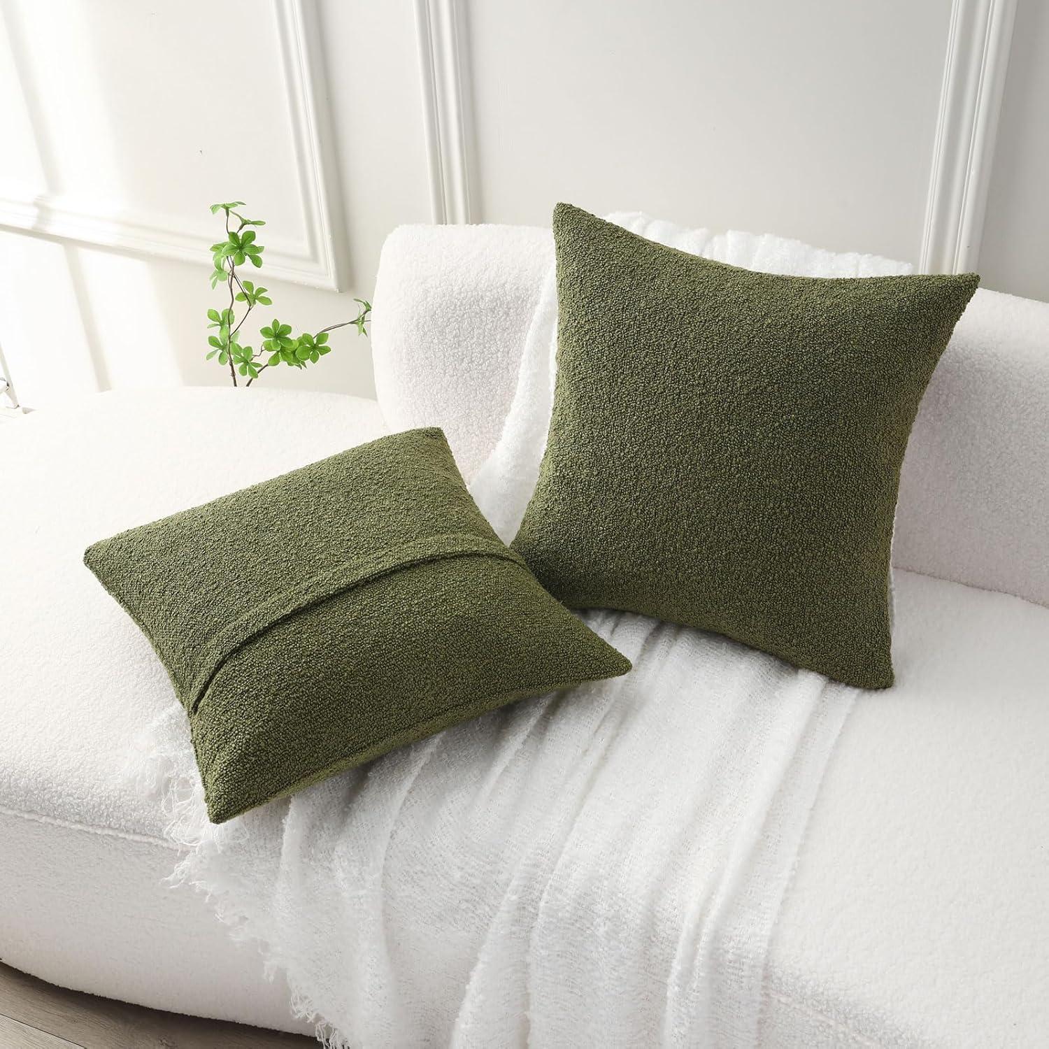 Moss Green Chenille 18x18 Inch Decorative Pillow Covers