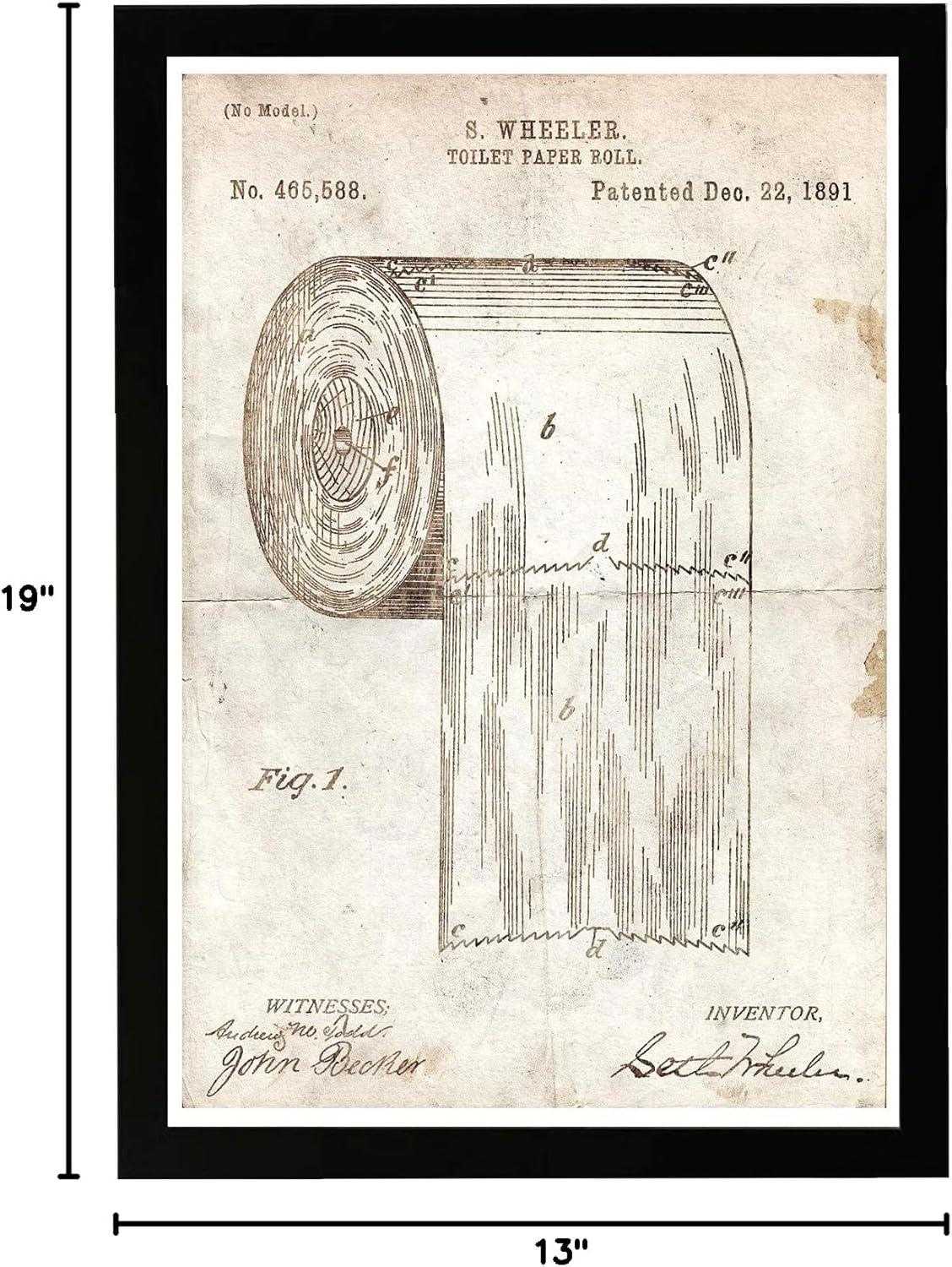 Vintage Patent Toilet Paper Roll Framed Art Print 13''x19''