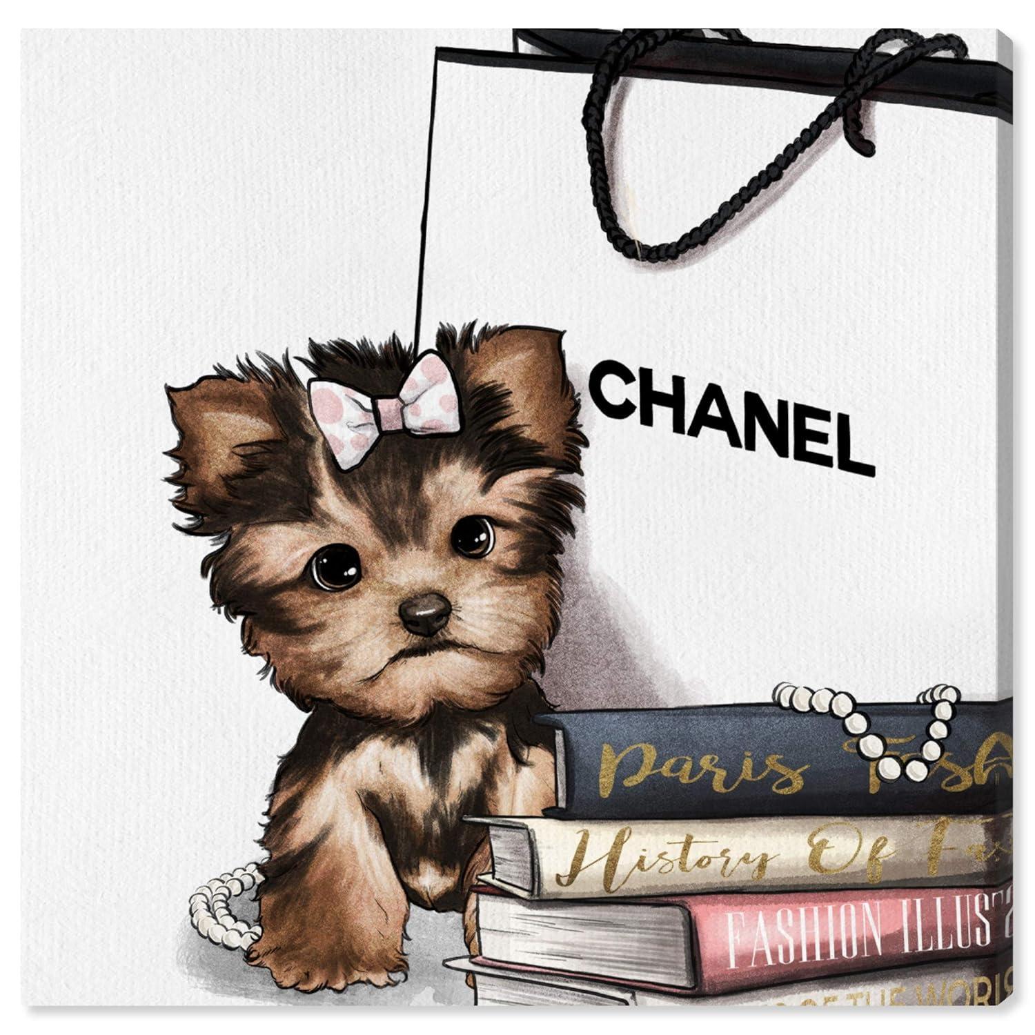 The Oliver Gal Artist Co. Animals Wall Art Canvas Prints 'Fashion Book Yorkie Glam Custom' Home Décor, 24 in x 24