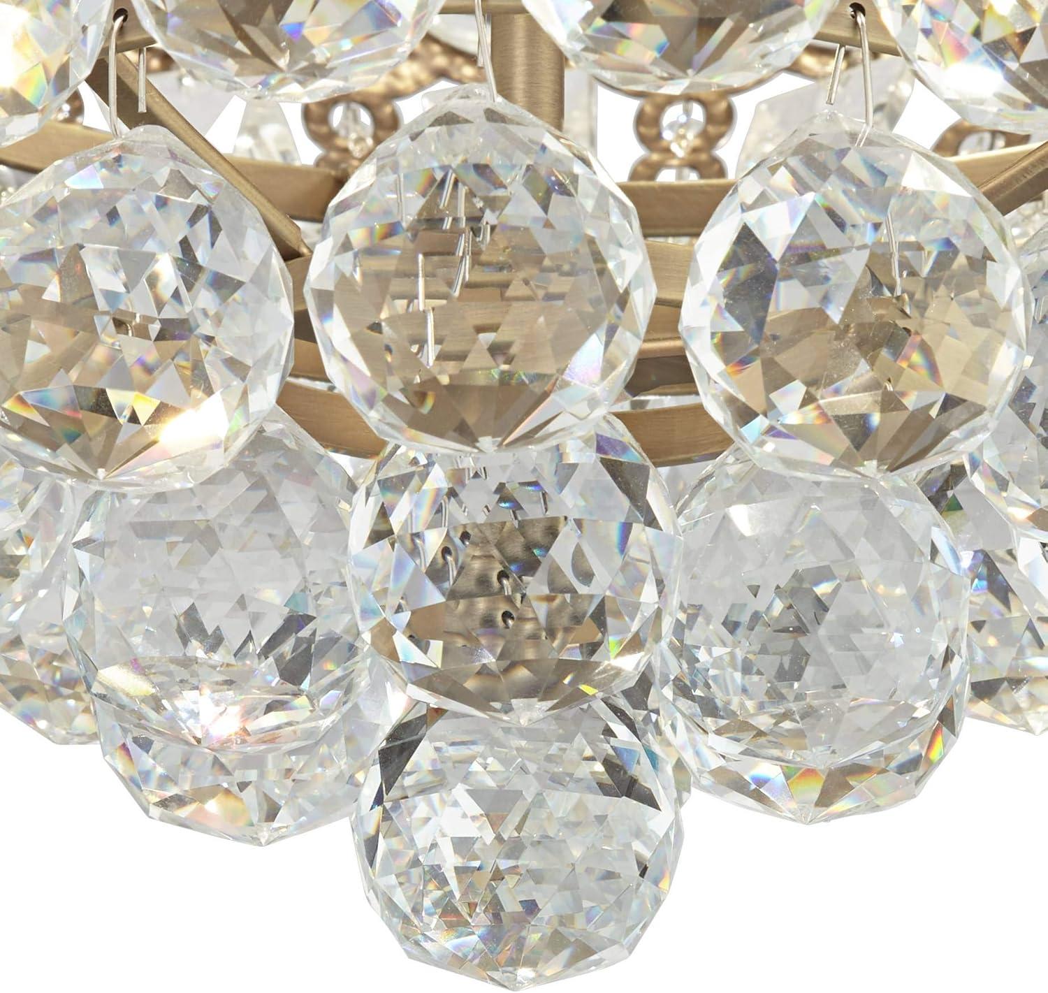 Vienna Full Spectrum Wallingford Antique Brass Chandelier 16" Wide French Crystal Glass 6-Light Fixture for Dining Room House Kitchen Island Entryway