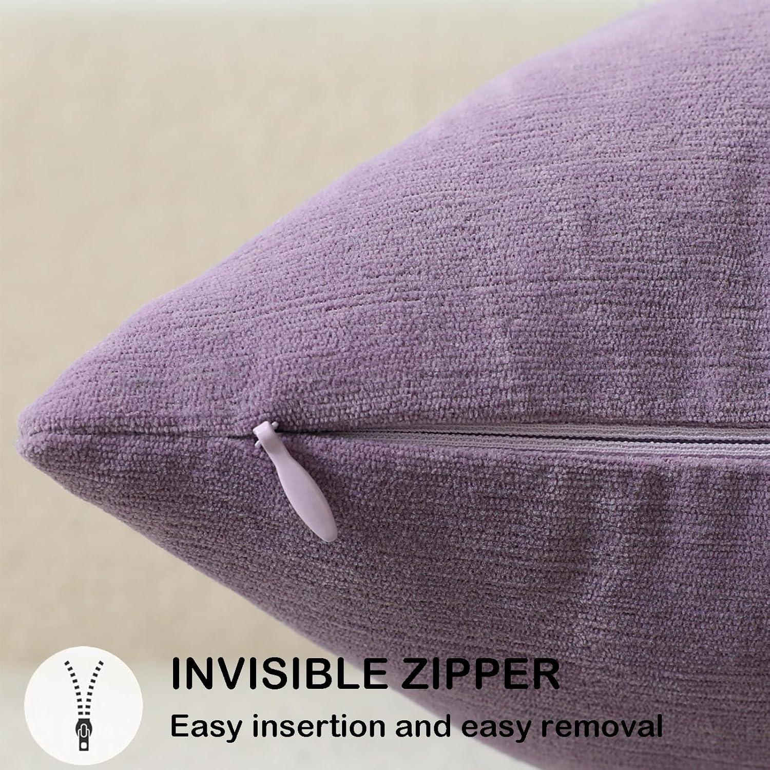 2 Pack Throw Pillow Covers 18x18 inch, Purple Pillow Covers for Bed Room Living Couch Home Dercoration